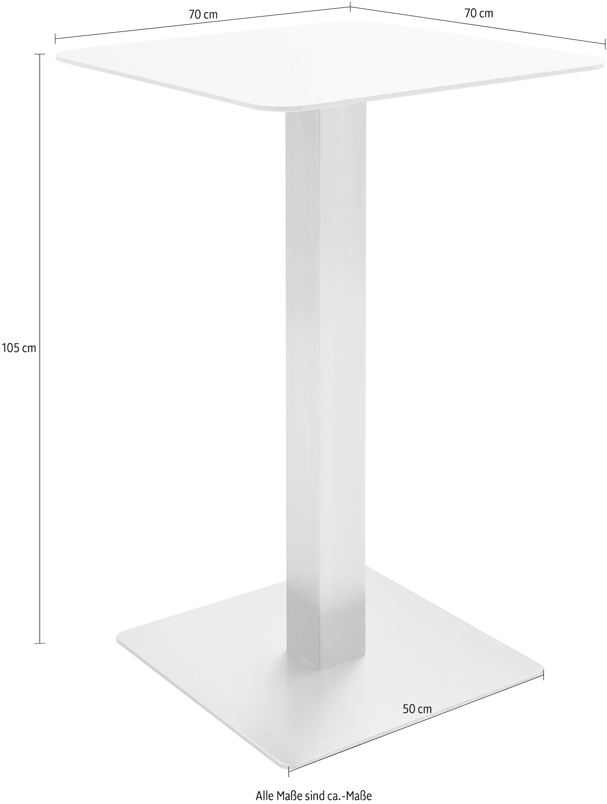 MCA furniture Bartisch »Zarina«, Bartisch mit Glaskeramik Tischplatte mit Edelstahl Gestell