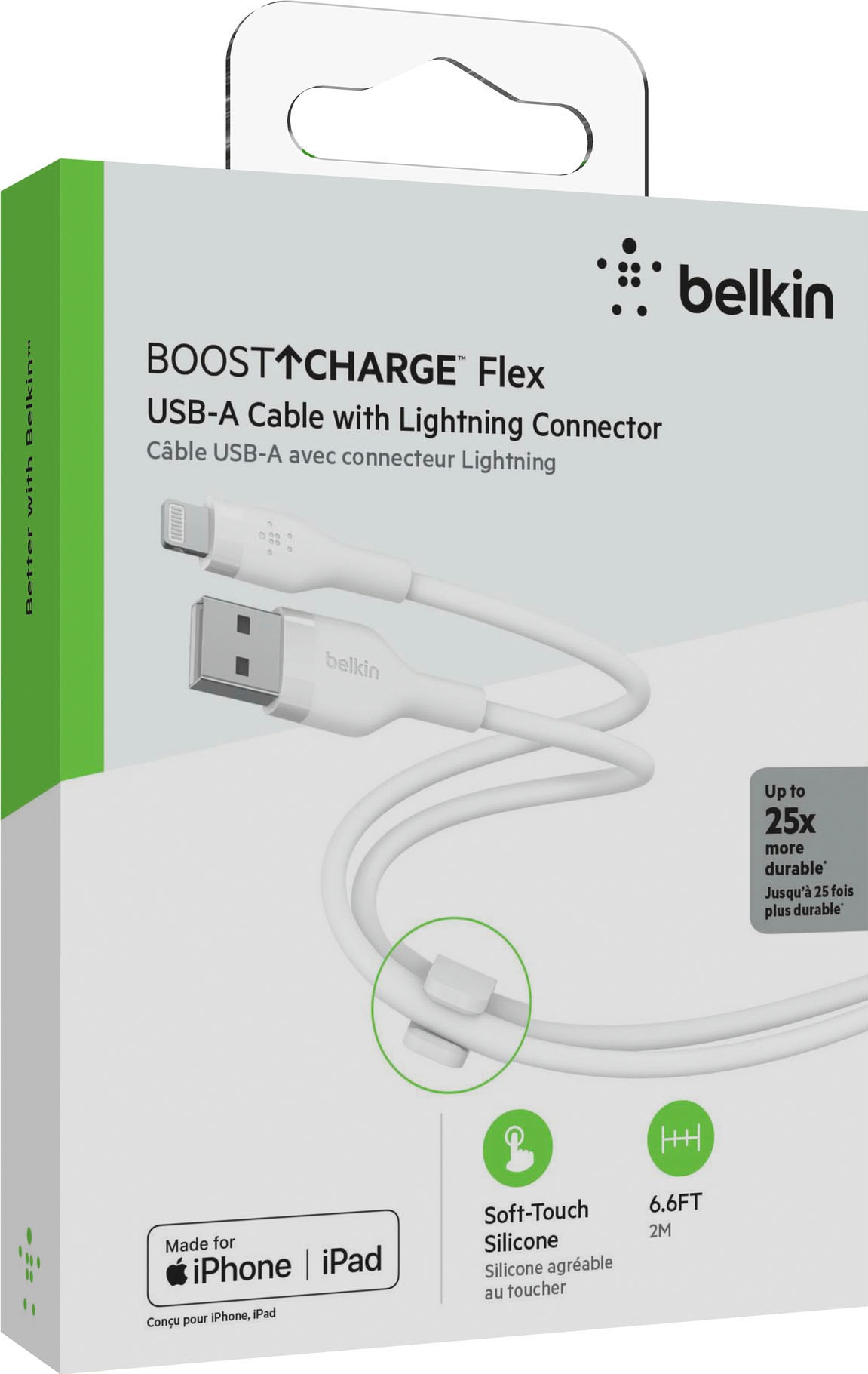 Belkin Smartphone-Kabel »BOOST CHARGE Flex USB-A-Kabel mit Lightning Connector«, USB Typ A-Lightning, 200 cm