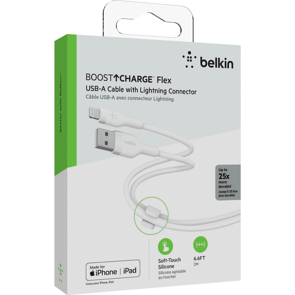 Belkin Smartphone-Kabel »BOOST CHARGE Flex USB-A-Kabel mit Lightning Connector«, USB Typ A-Lightning, 200 cm