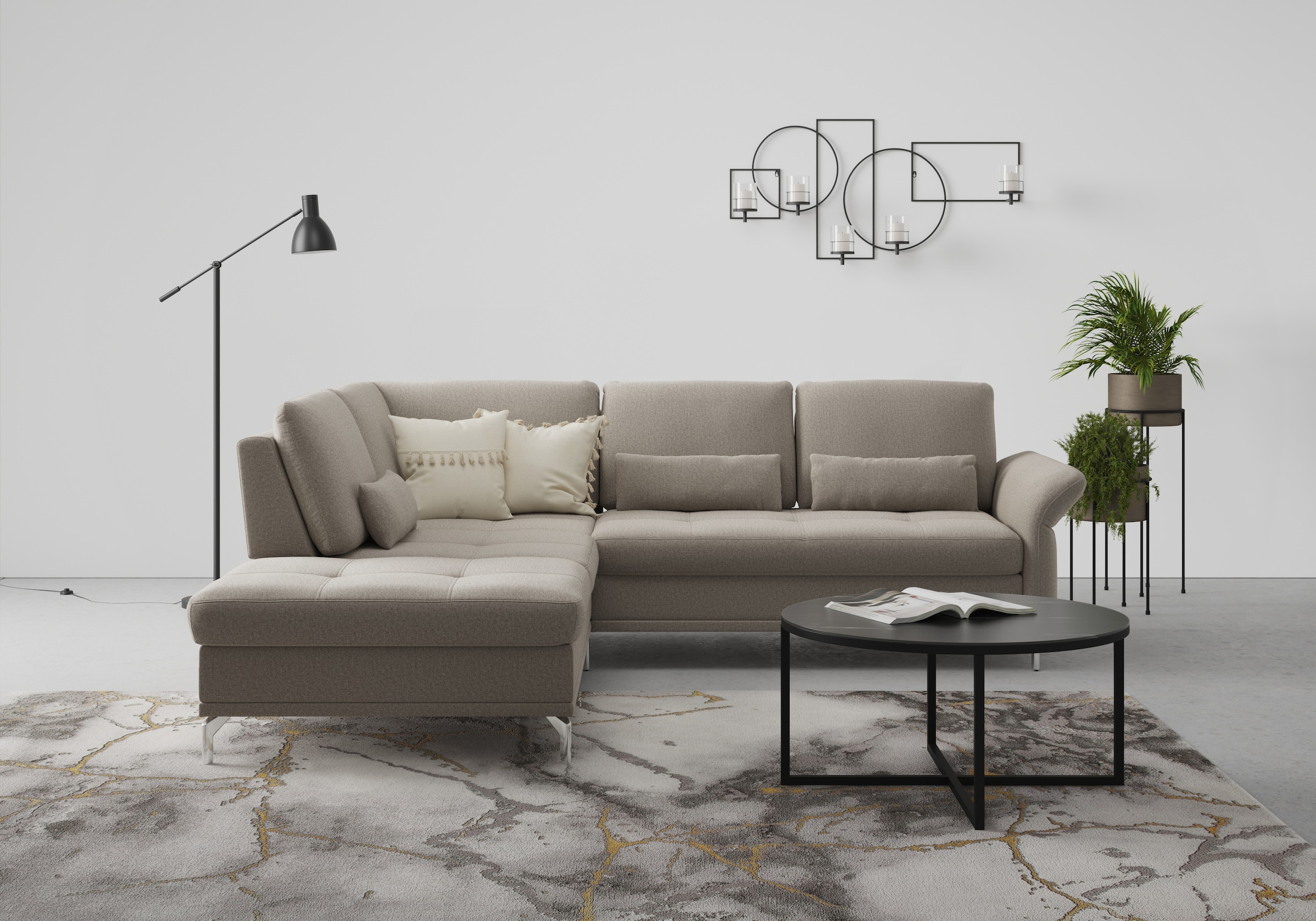 Home affaire Ecksofa "Palm Beach L-Form" Federkern, mit Sitztiefenverstellu günstig online kaufen