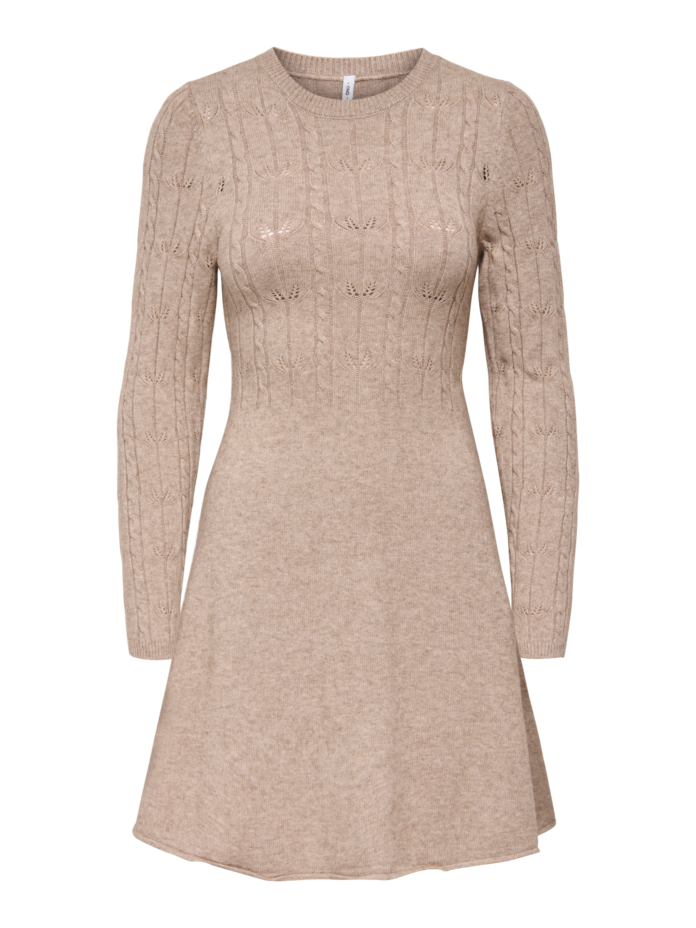 ONLY Strickkleid »ONLKATIA LIFE LS O-NECK CABL DRES EX KNT« Viskosemischung, regular fit, Rundhals