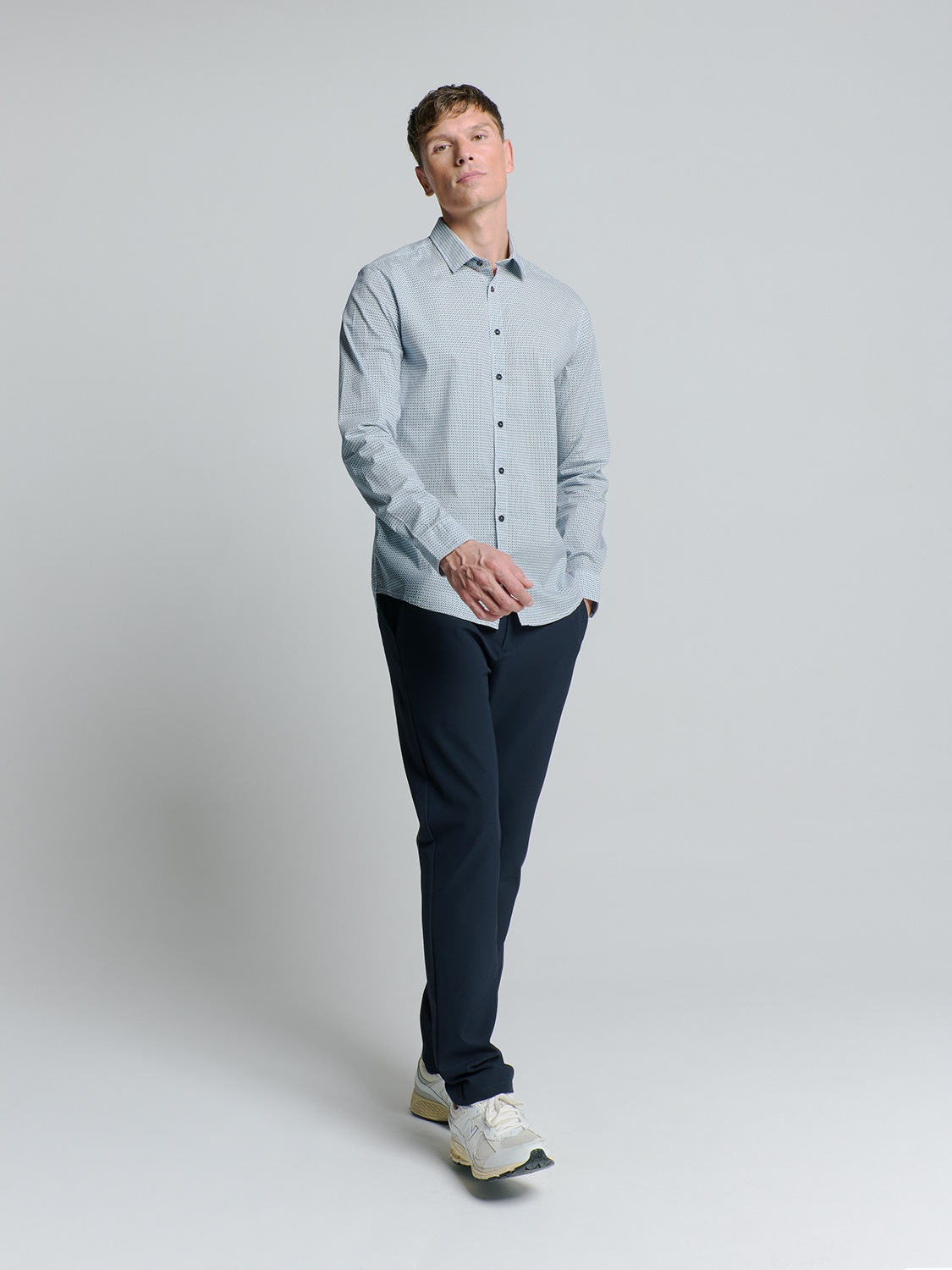 NO EXCESS Langarmhemd »No Excess Stretchhemd mit Print Shirt Stretch Allover Printed«