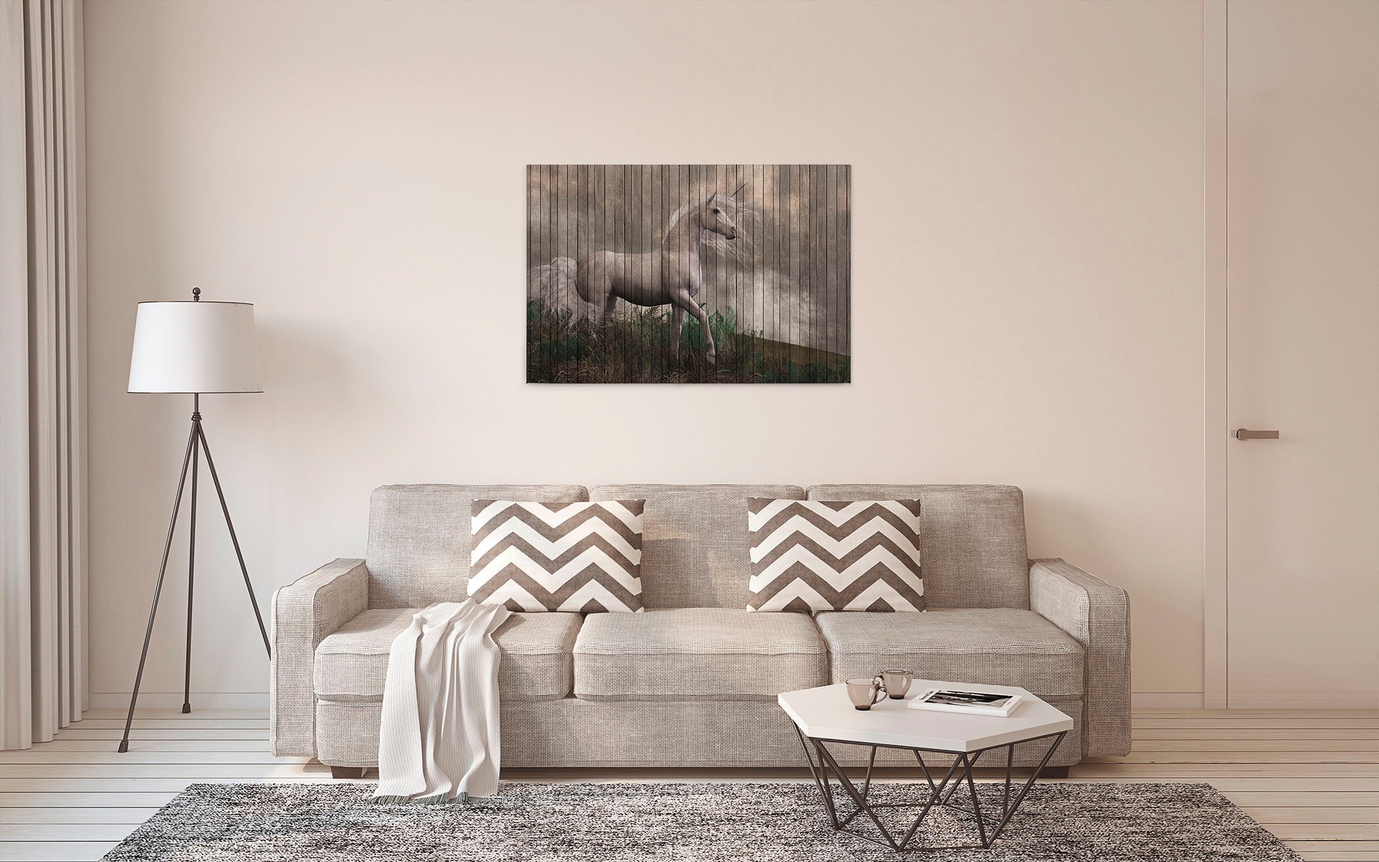 A.S. Création Leinwandbild »fantasy 3«, Tiere, (1 St.), Keilrahmen Bild Holzoptik Einhorn