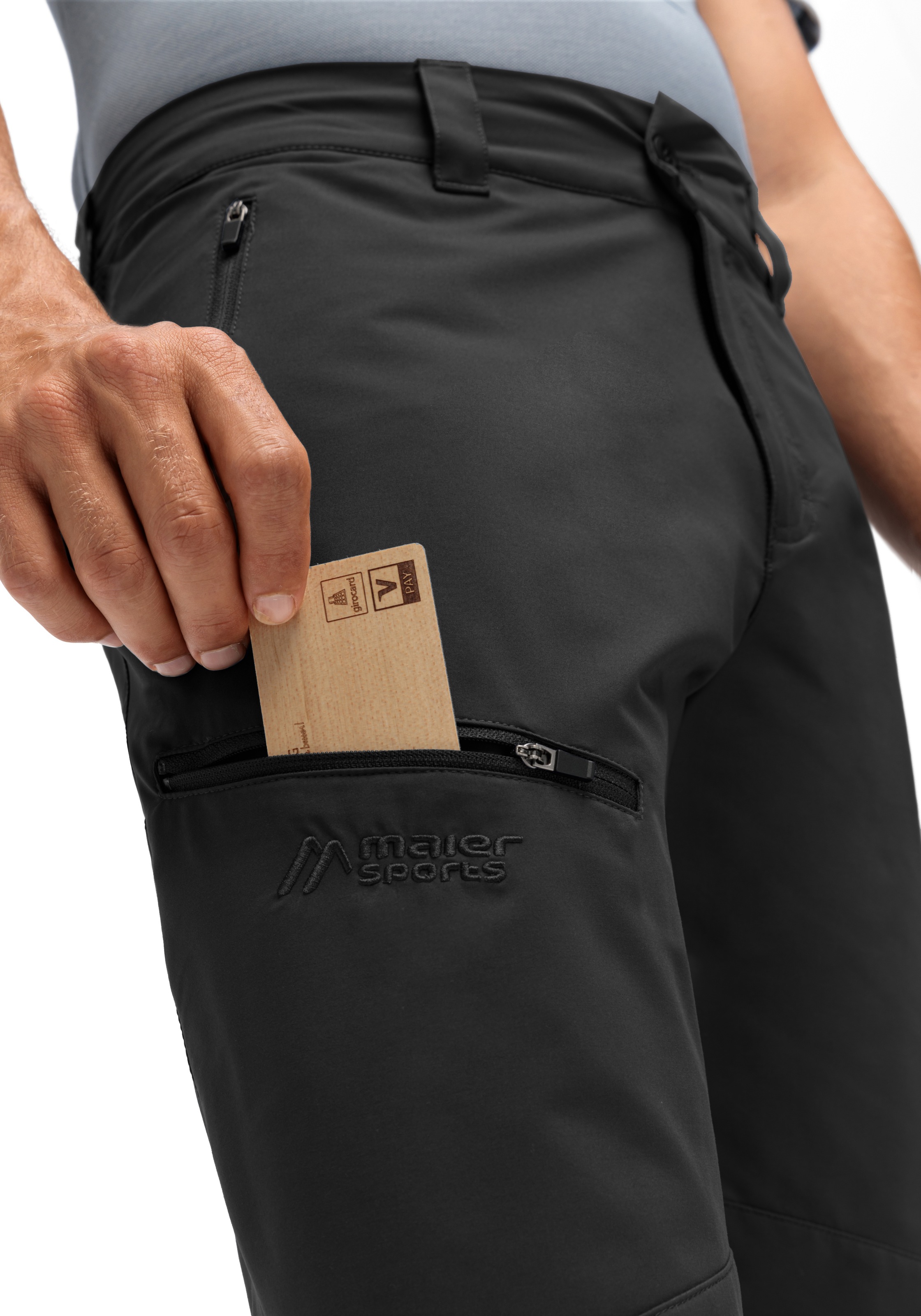 Maier Sports Outdoorhose »Nil Loop«, Herren Wanderhose, Funktionshose mit Taschen + Gürtel, Regular Fit