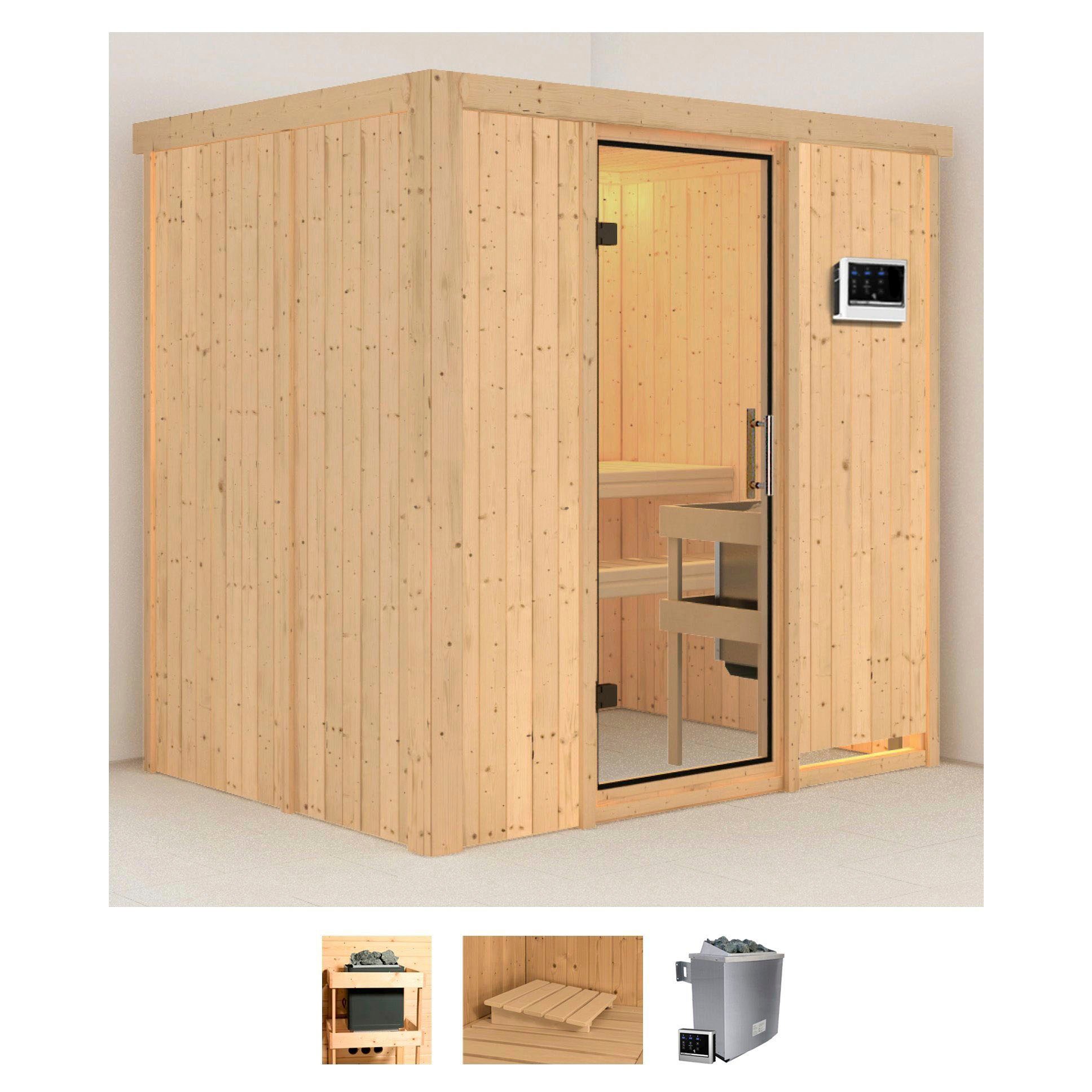KARIBU Sauna "Bedine", Saunaofen, externe Steuerung, 9 kW, beige, Saunen, 9 KW-Ofen mit externer Steuerung