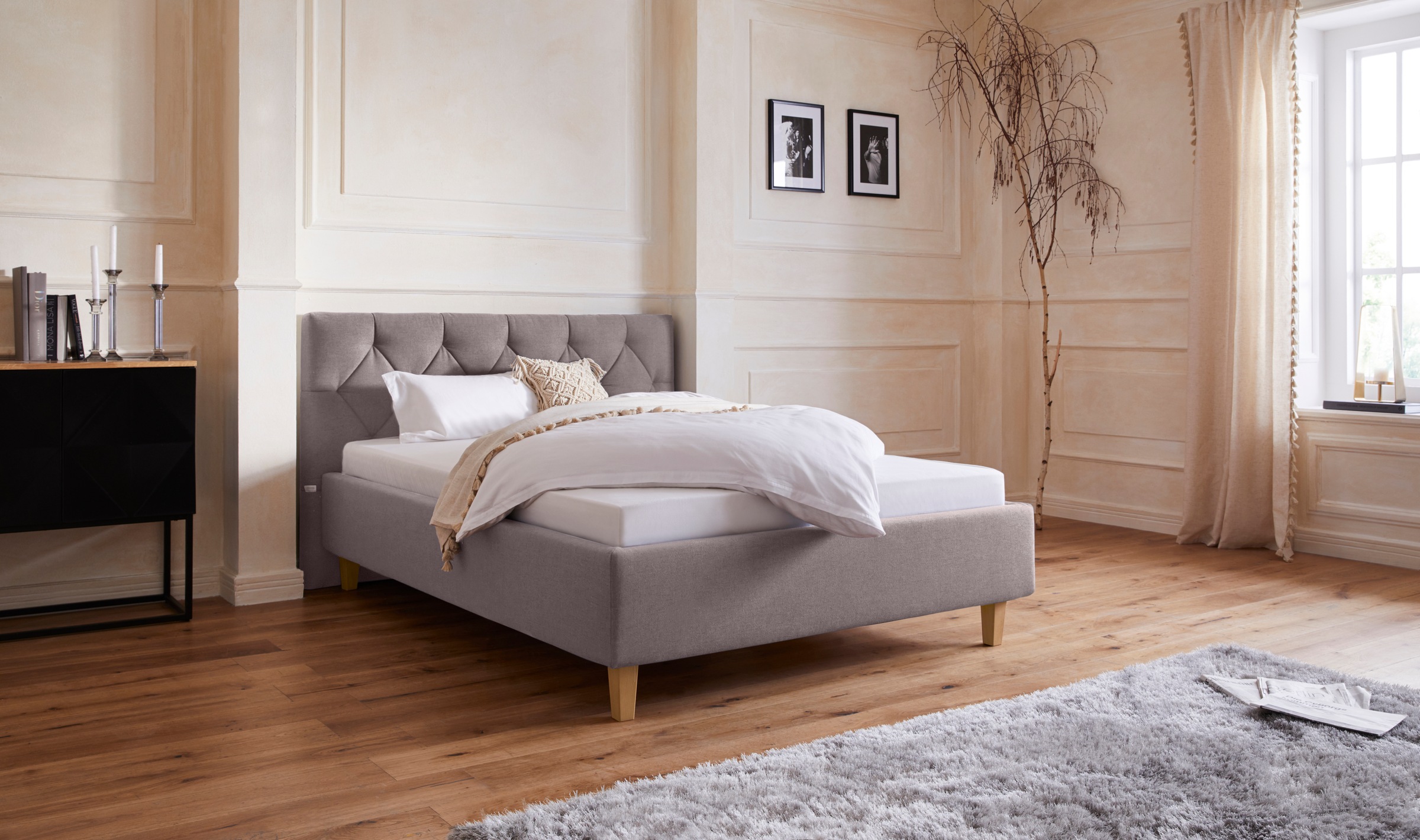 Home affaire Polsterbett "Sunley 100", Kreuzsteppung, Kopfteilhöhe 102 cm, günstig online kaufen