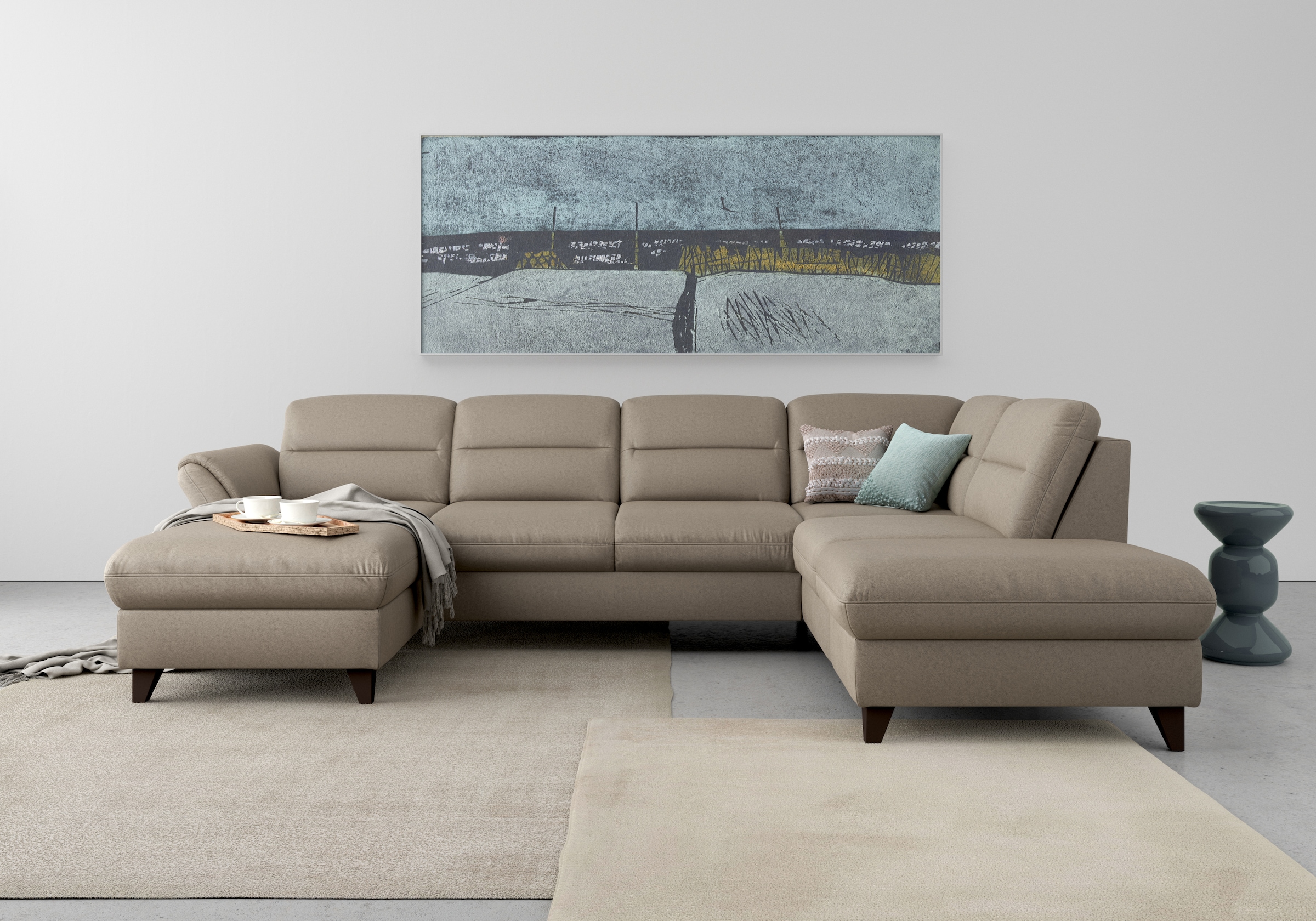 sit&more Wohnlandschaft "Mellum U-Form" Federkern, wahlweise mit Schlaffunktion, Stauraum und Armteilfunktion