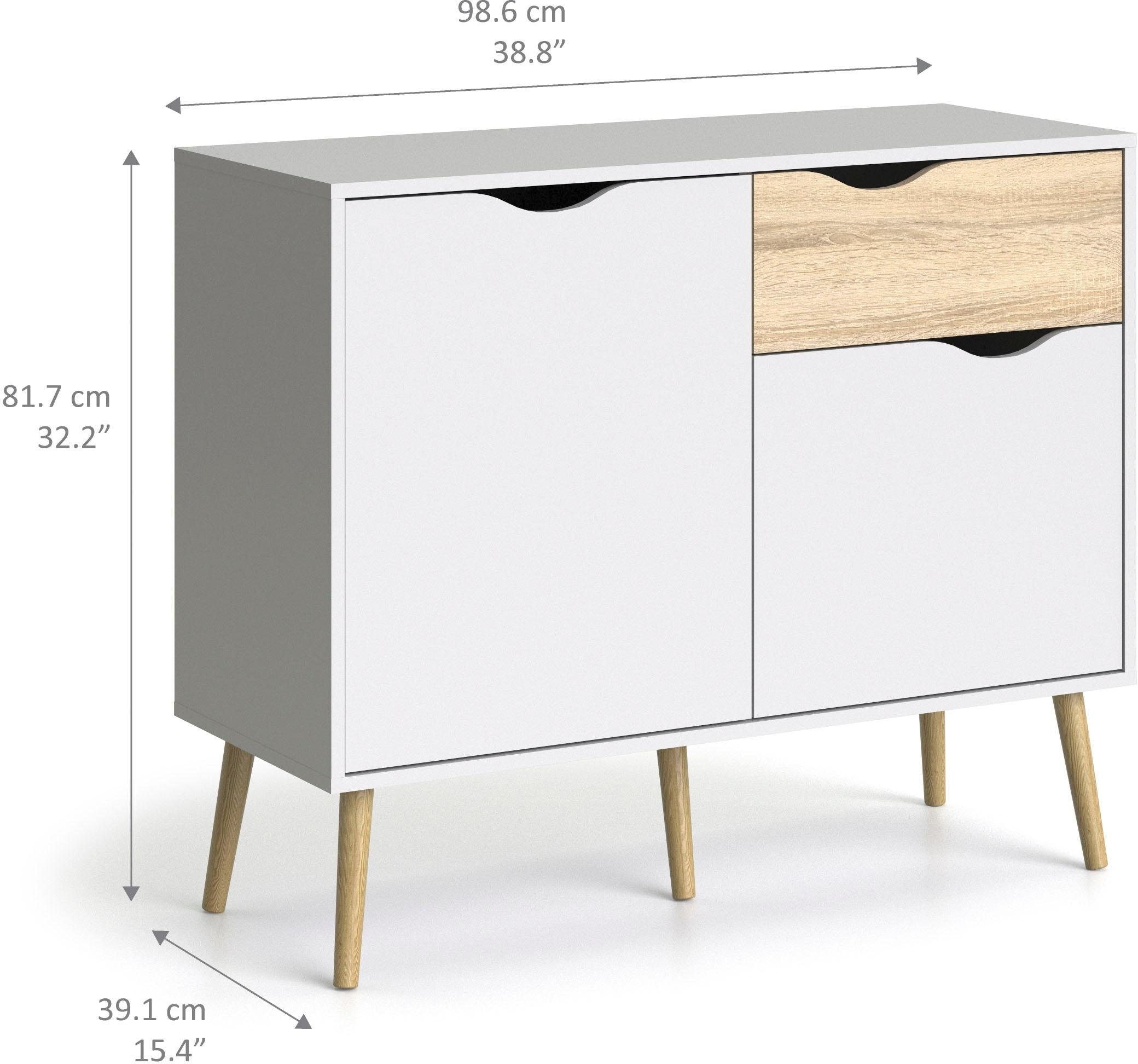 andas Sideboard »Oslo Aufbewahrung, Schubladenschrank«, Kommode mit 2 Türen, 1 Schublade, Breite 99 cm, Höhe 81 cm