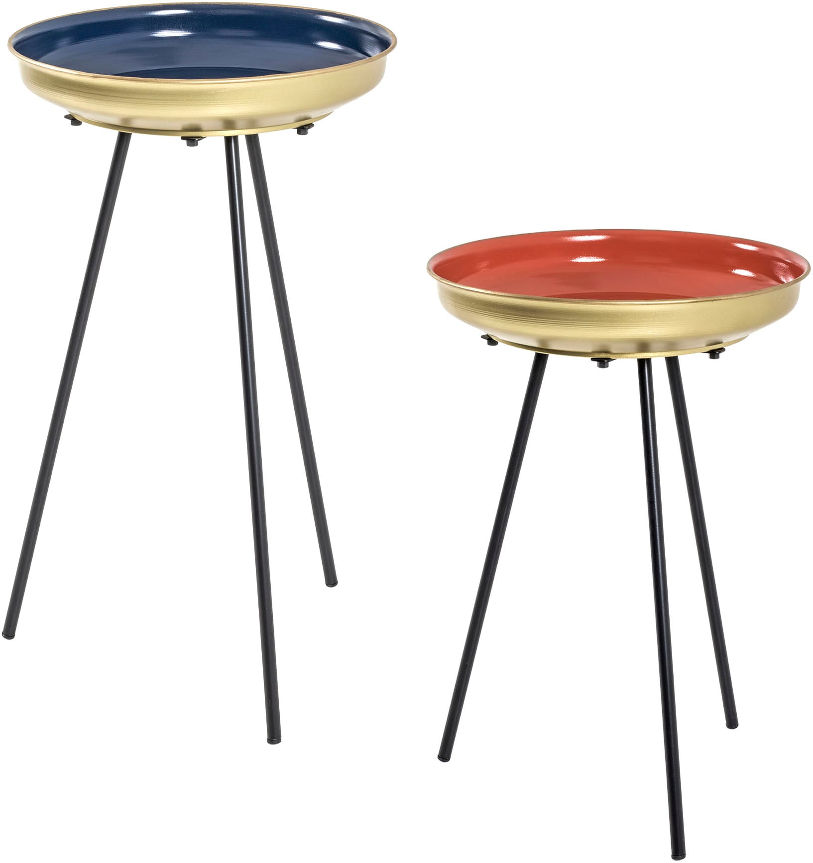 HAKU "Sofatisch, Wohnzimmertisch" Set, 2er Set, 2 Stk. tlg. rund - aus Metall Gold - Ø/H 30/50 und 35/60 cm
