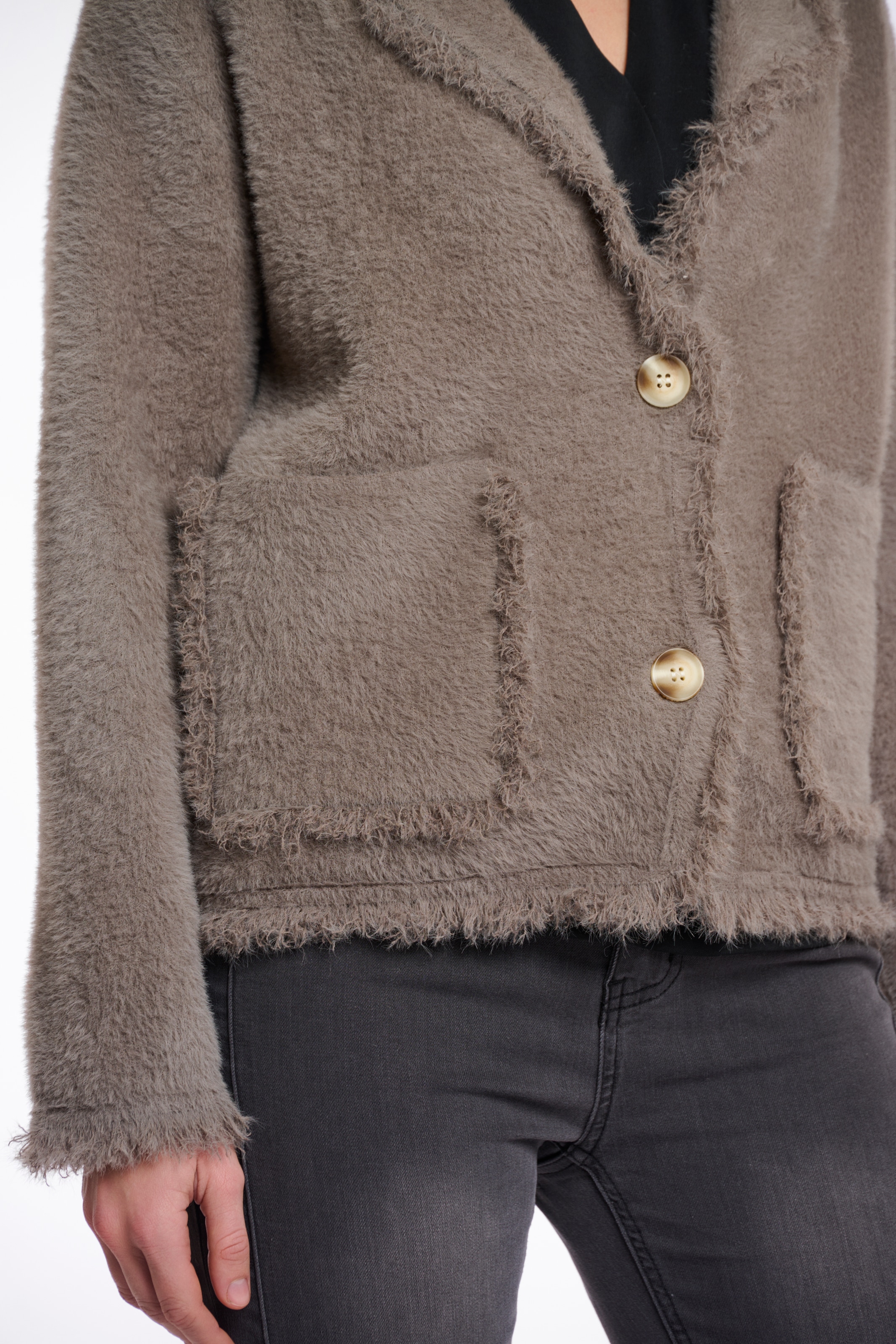 Rino & Pelle Bouclèjacke, mit Revers Kragen