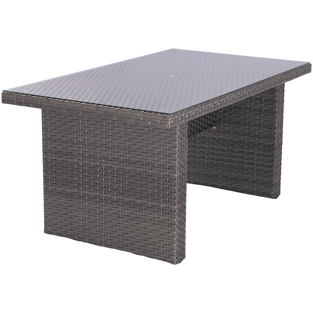 KONIFERA Gartenlounge-Set »Paris«, (Set, 17 tlg., 2x 3er Bank, 1x Sitzbank, 1x Hocker, 1x Tisch 140x80x67cm, Aluminium)