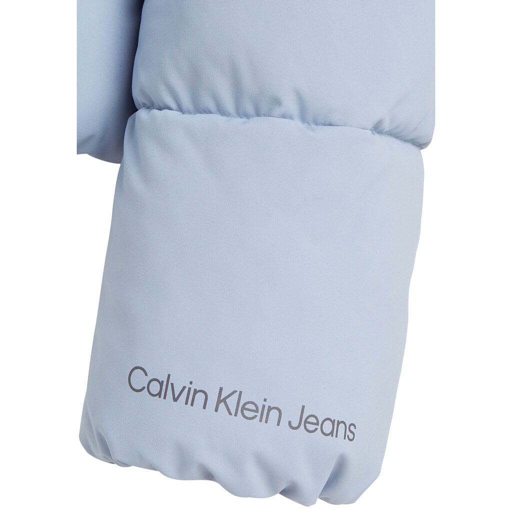 Calvin Klein Jeans Outdoorjacke »MONOLOGO MW SHORT PUFFER«, mit Kapuze, mit Calvin Klein Logoschriftzug am Ärmel
