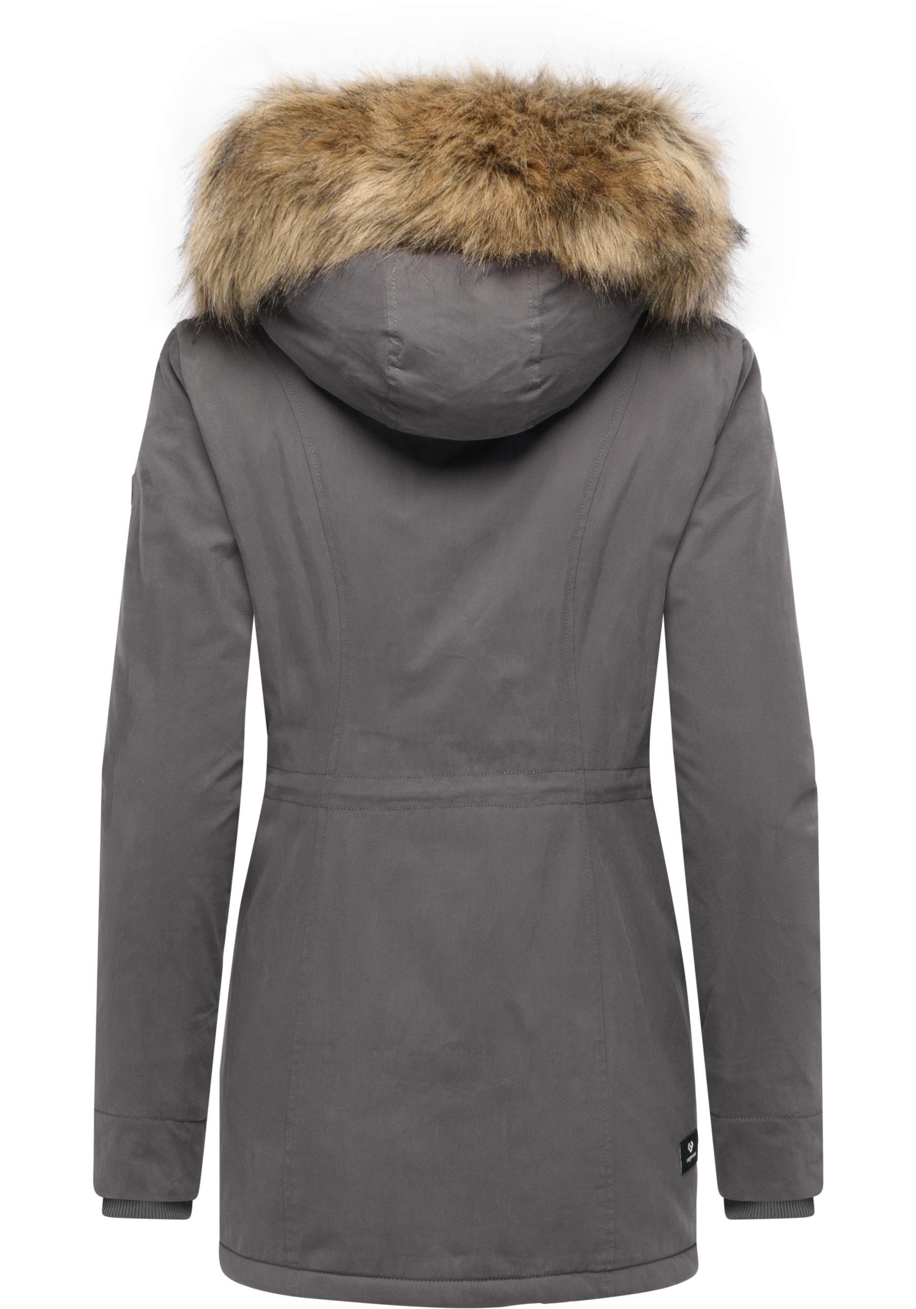 Ragwear Kurzmantel »Monadetta Warm«, Kurzer Wintermantel mit Kunstfellbesatz