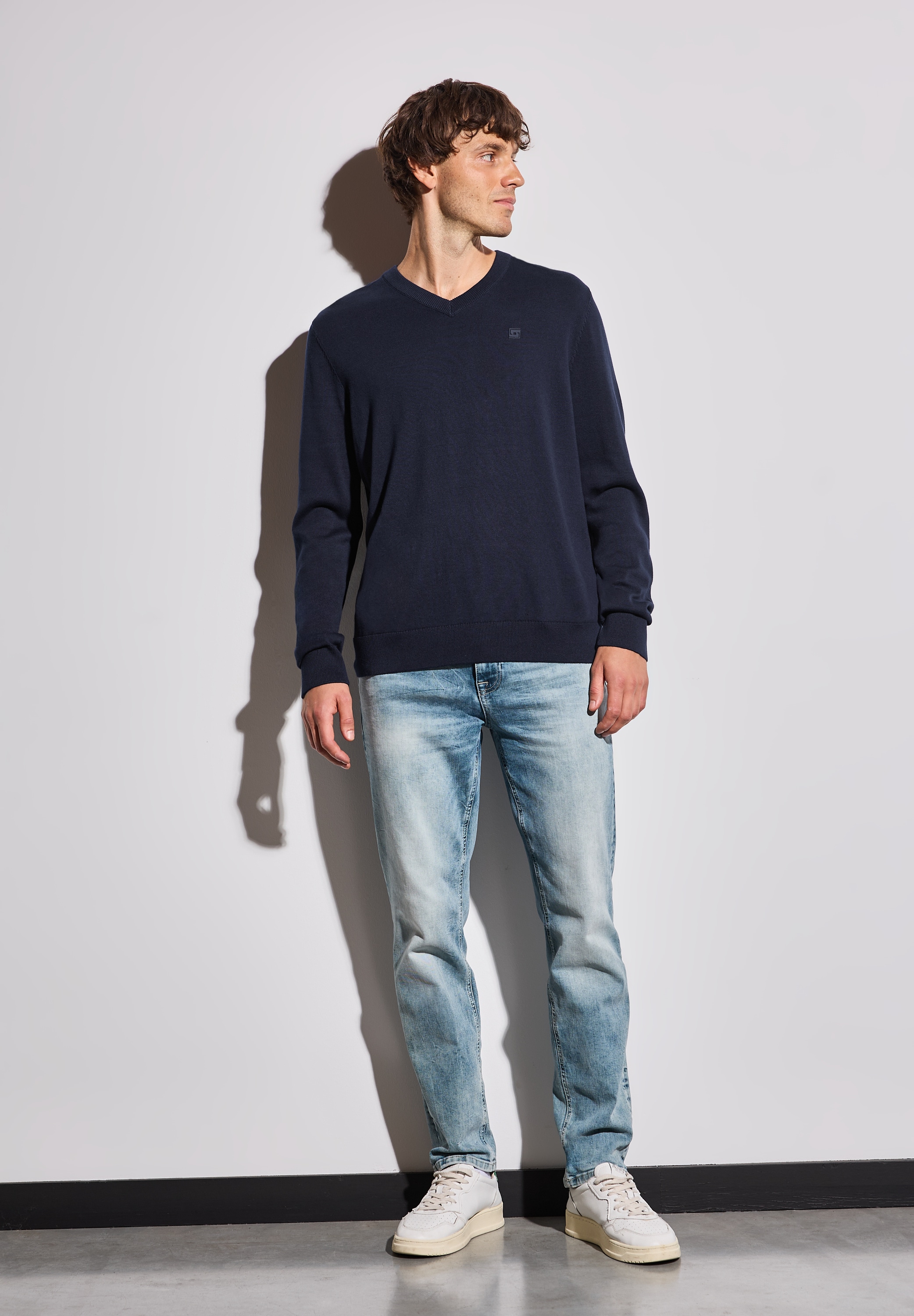 STREET ONE MEN Strickpullover, aus reiner Baumwolle