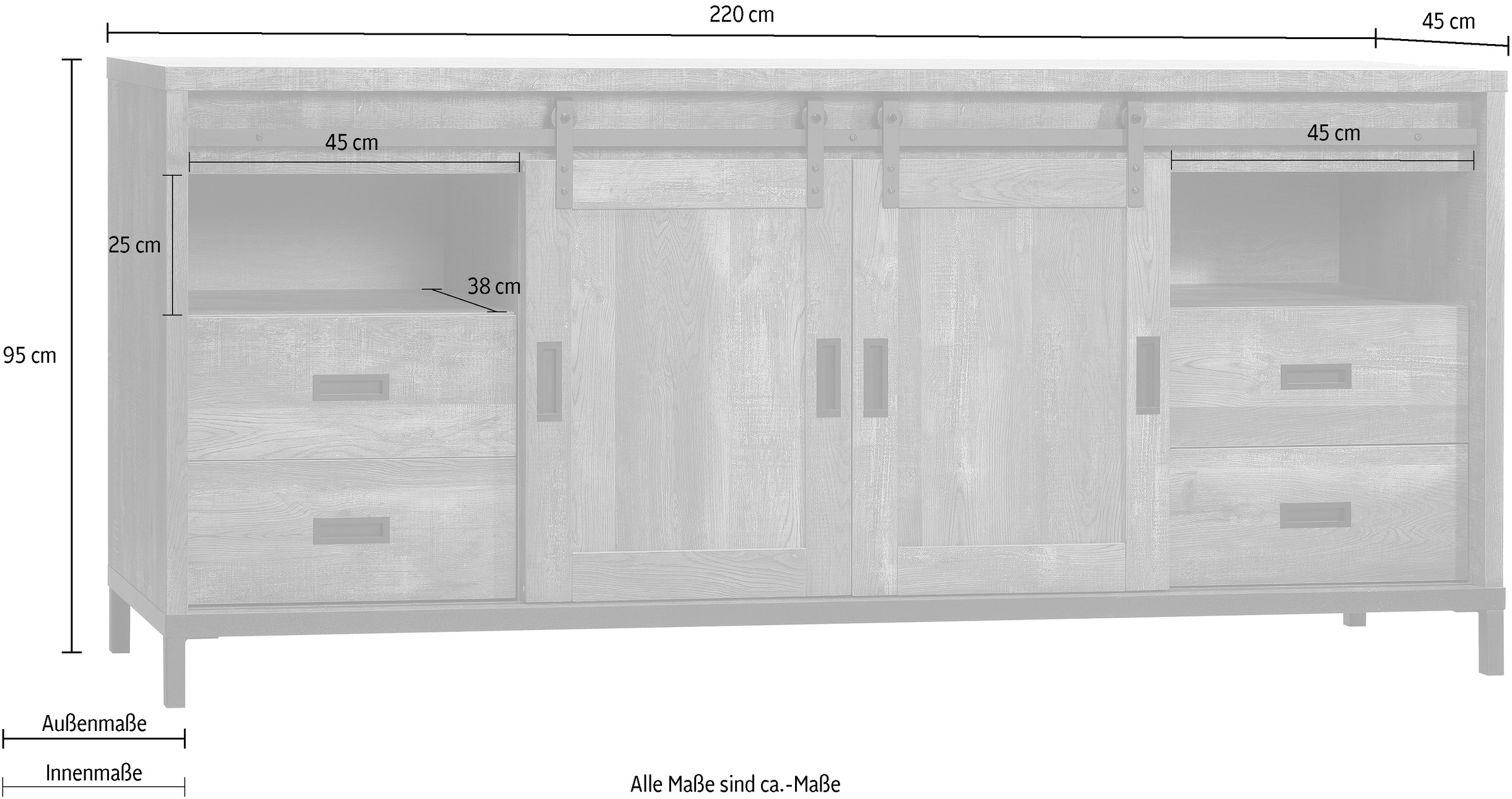 OMG Design Sideboard »Stanley«, in zwei Breiten, mit viel Stauraum