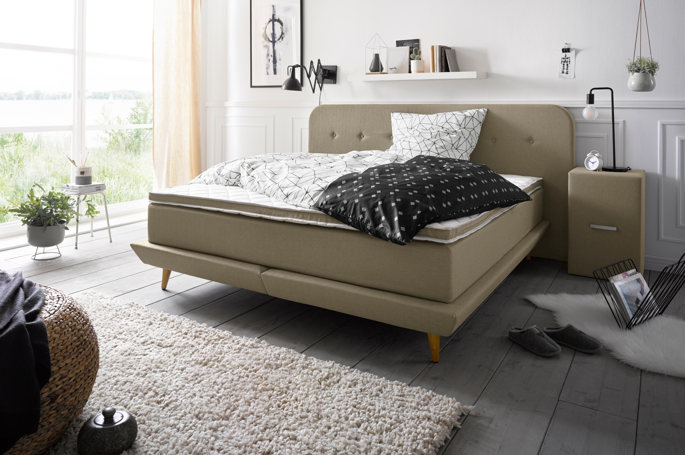 andas Boxspringbett »Premium«, Steppung mit Knopfheftung, inkl. Topper