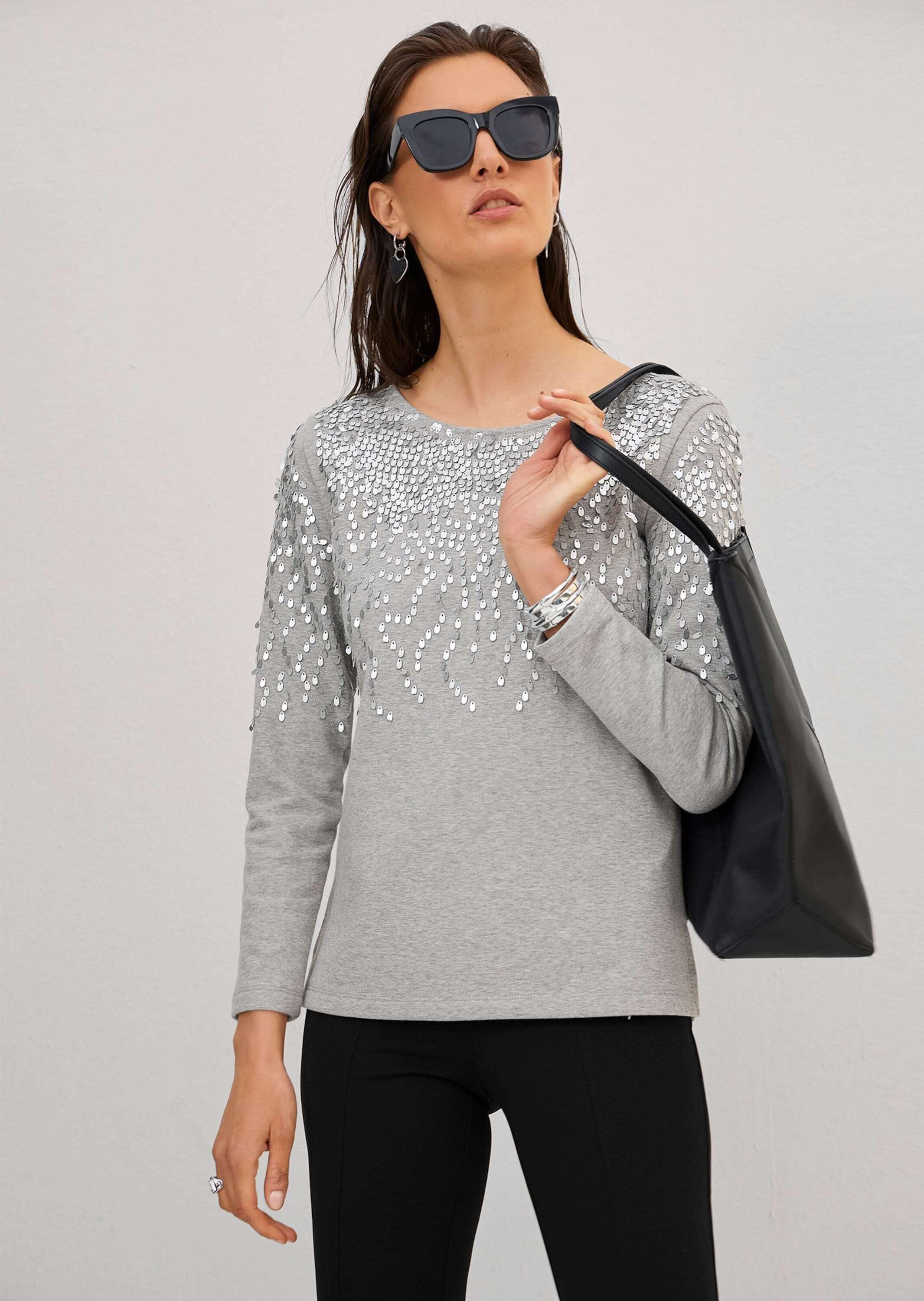 MADELEINE Langarmshirt »Sweatshirt Glitzeroberteil mit funkelnden Details« Glanzeffekte durch Pailletten