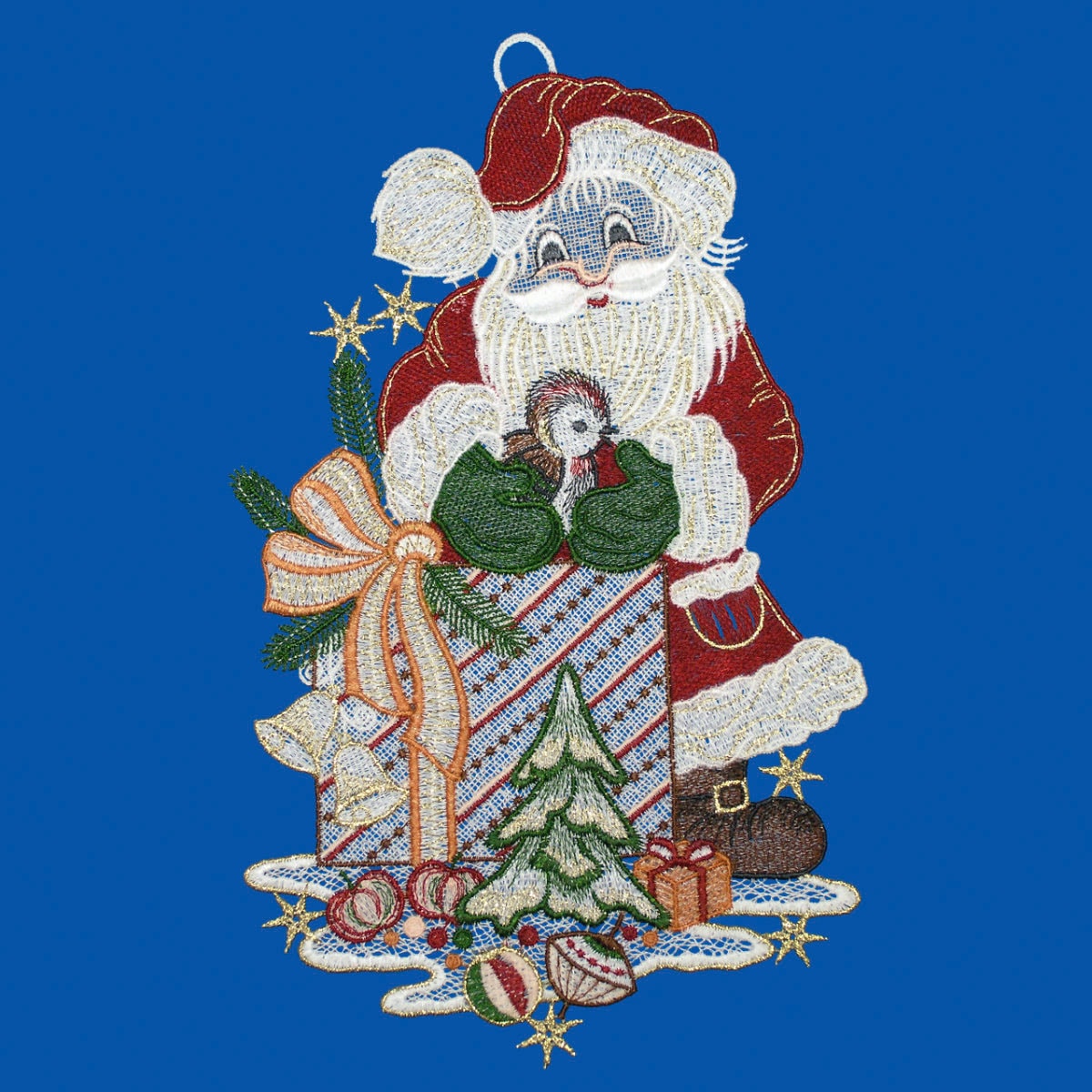 W. Reuter & Sohn - Plauener Spitze® Fensterbild »Weihnachtsmann«, Made in Germany