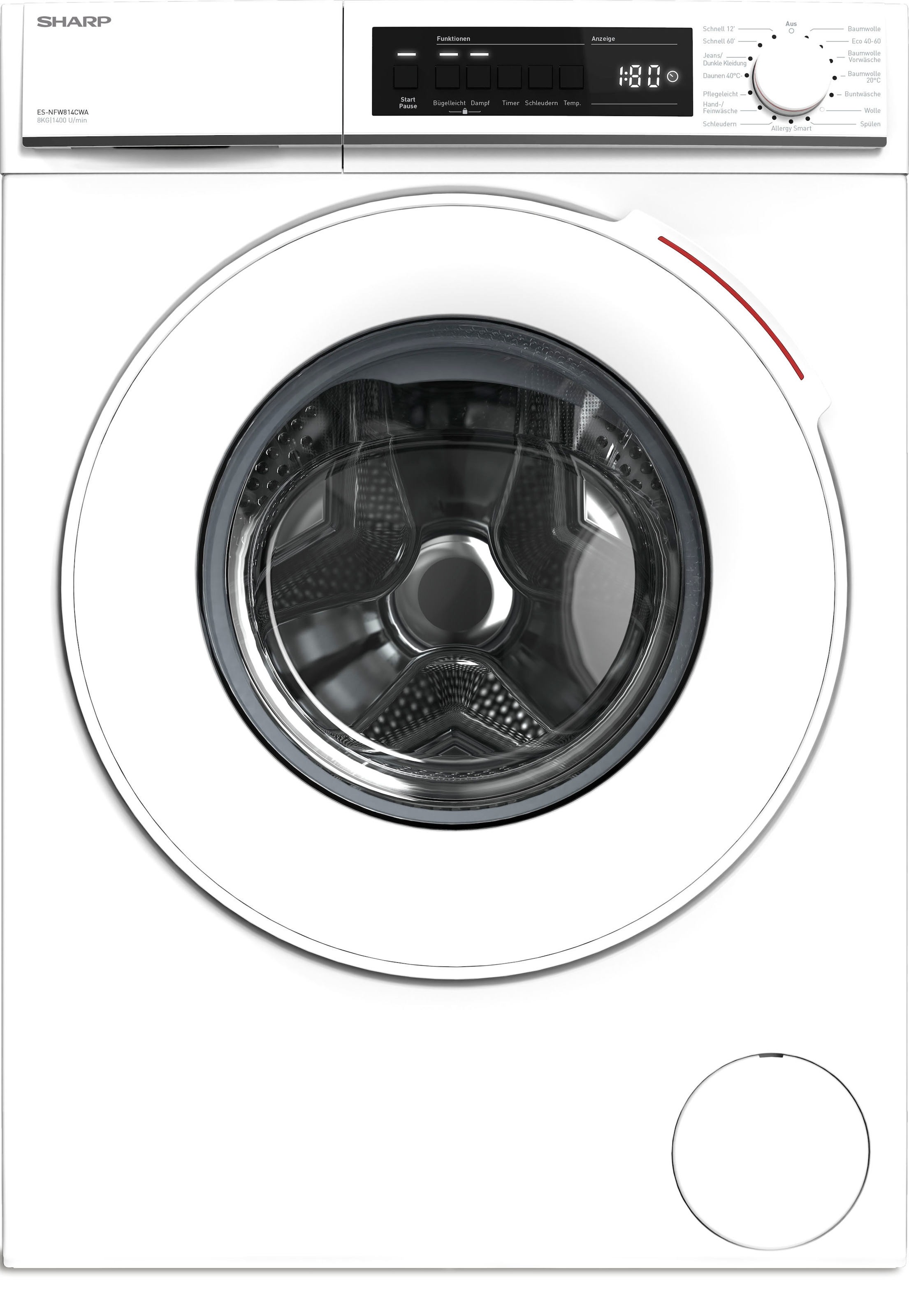 Sharp Waschmaschine »ES-NFW814CWA-DE«, BAUR | ES-NFW814CWA-DE, kg, Rechnung 1400 U/min auf 8
