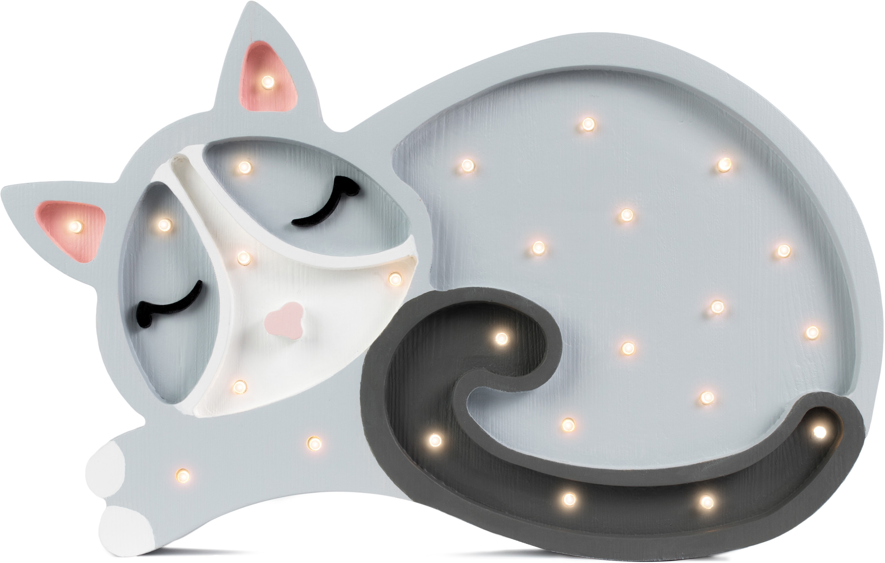 little lights LED Tischleuchte Katze, LED-Modul, 1 St., Warmweiß, mit Dimmer und Fernbedienung, Timer
