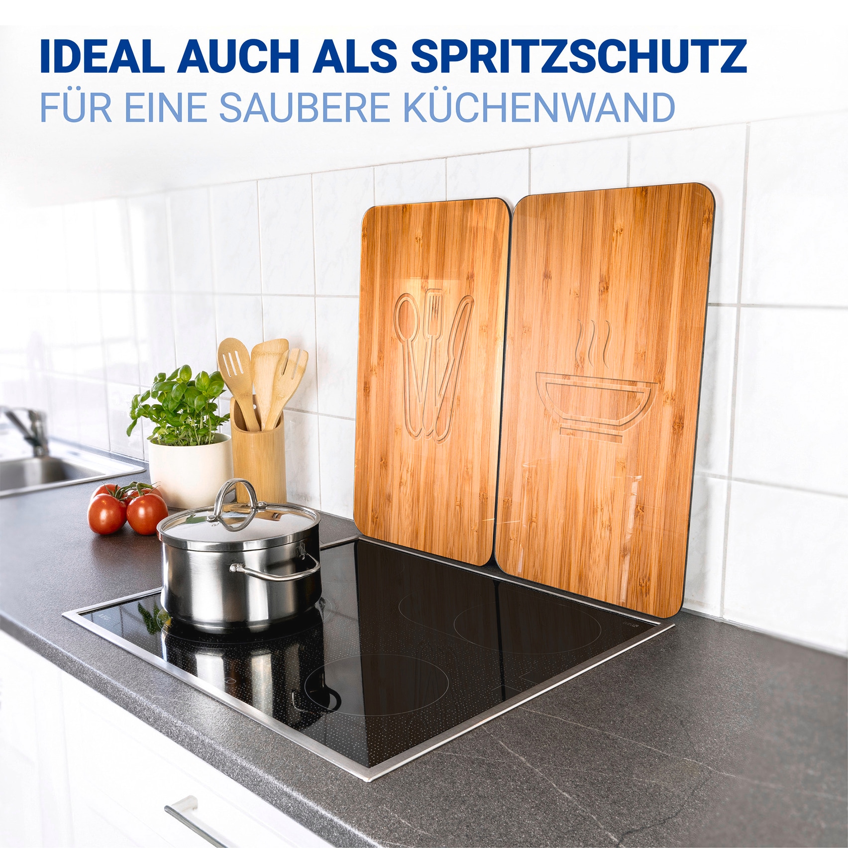 WENKO Herd-Abdeckplatte »Universal Modell Lunch«, (Set, 2 tlg.), Herdabdeckung für alle Herdarten, kratzfest, mit rutschfesten Füßen