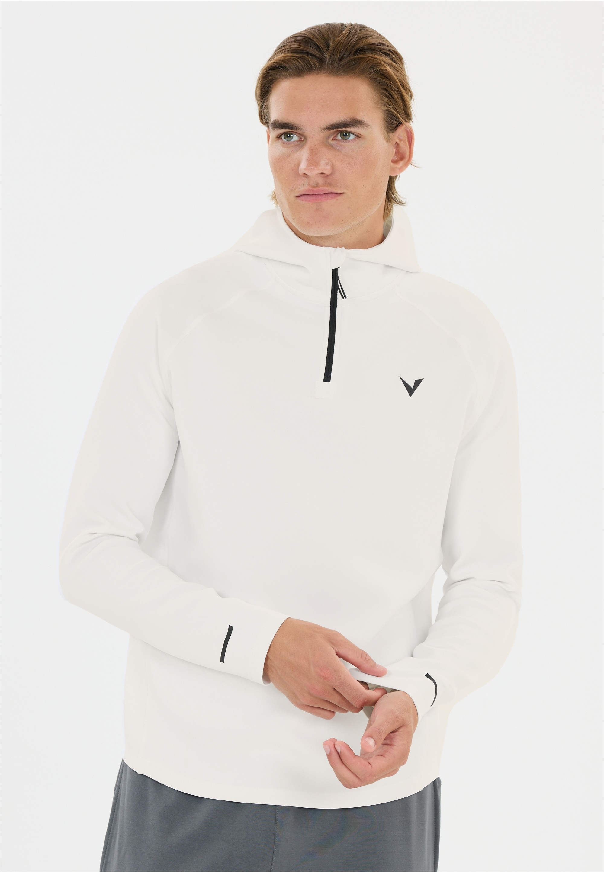 Fleeceshirt VIRTUS "Allister", Herren, Gr. L, weiß, 90% Polyester, 10% Elasthan, unifarben, normal, ohne Ausschnitt, Shirts, mit praktischer Quick-Dry-Funktion