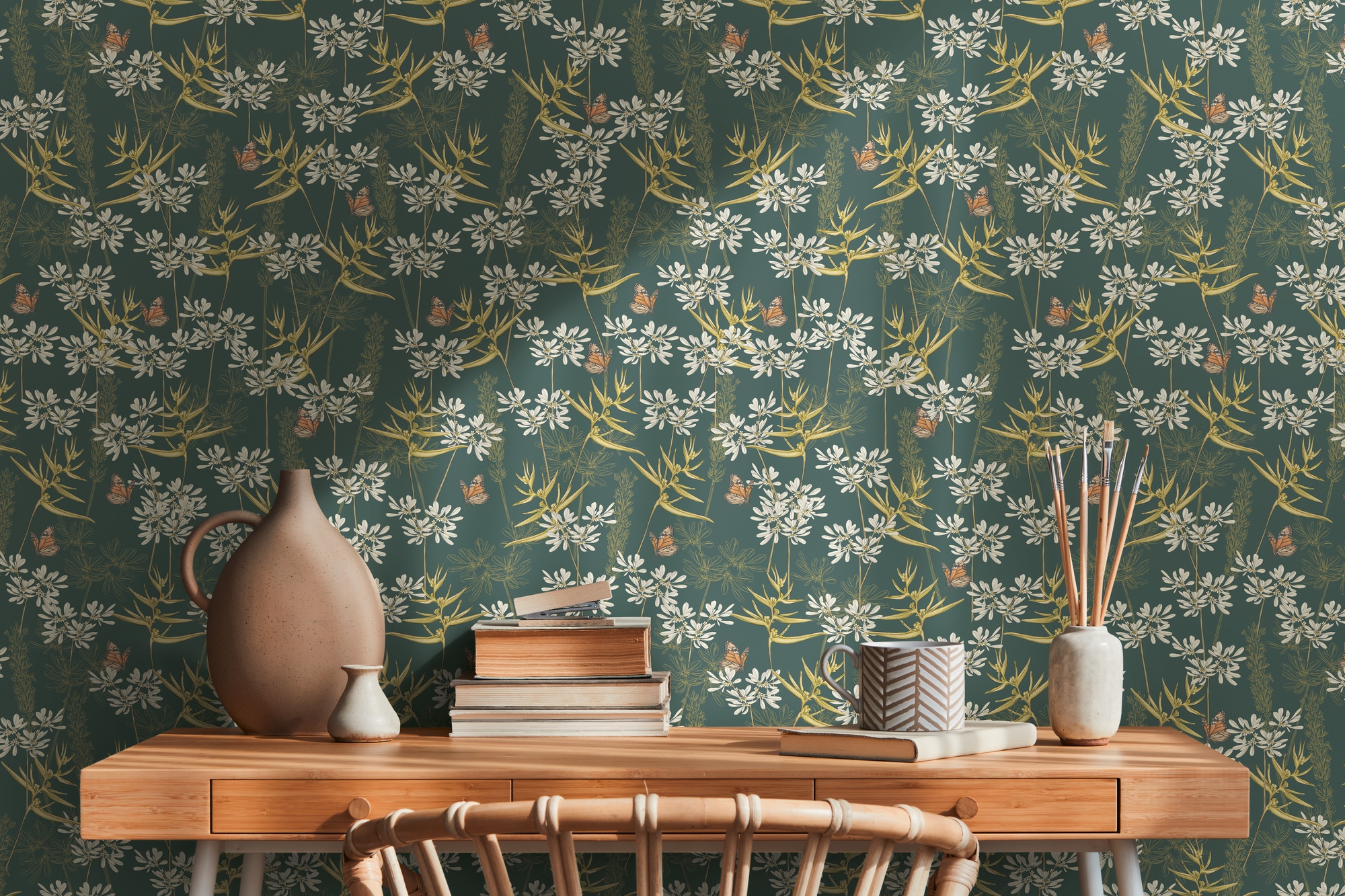 living walls Vliestapete "Drawn Into Nature Pflanzen-Tapete Mustertapete Floral Natur" matt strukturiert Vliestapete Blätter für Schlafzimmer Küche Wohnzimmer Pflanzen Design