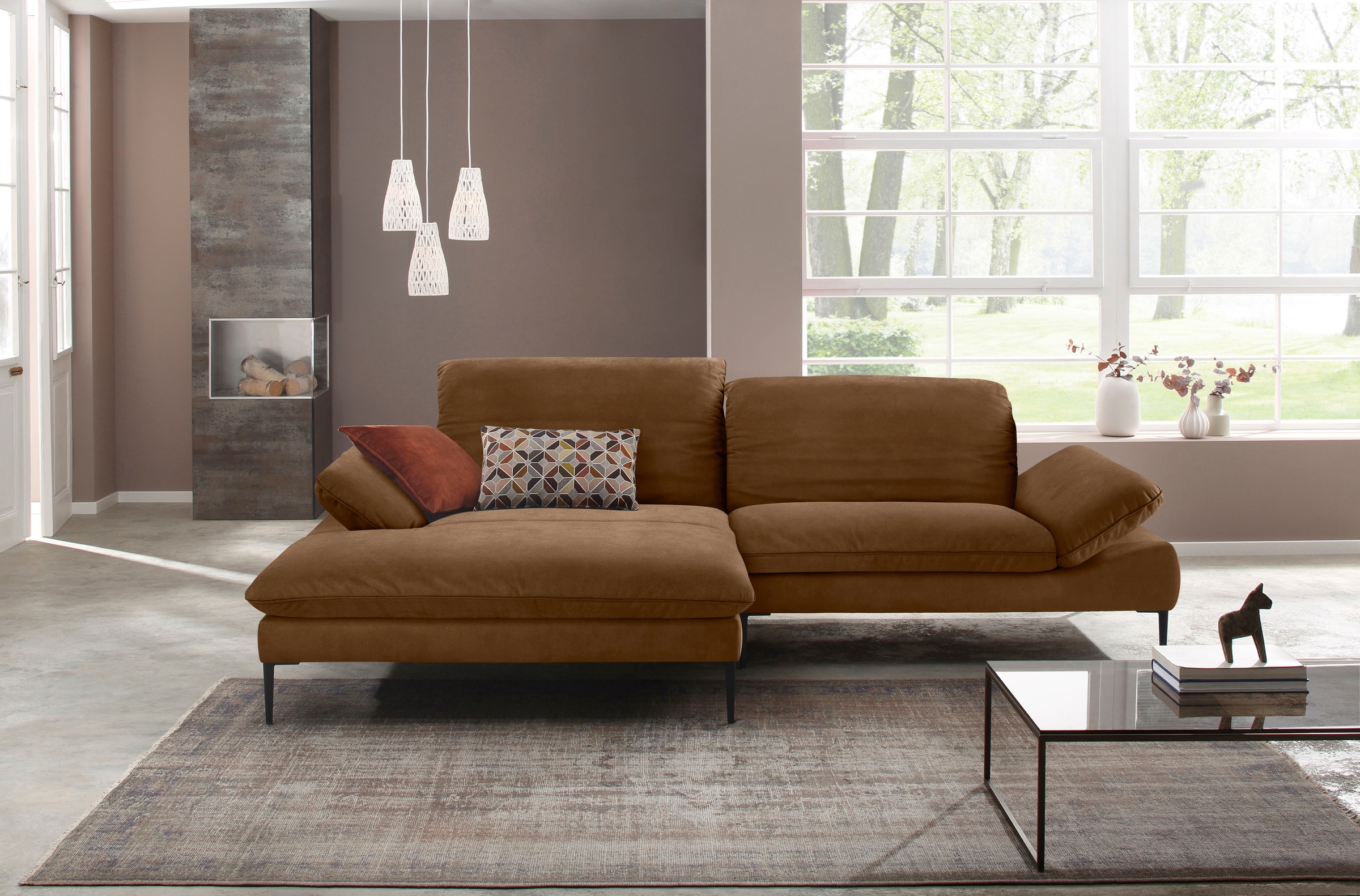 W.SCHILLIG Ecksofa »enjoy&MORE, Designsofa, elegant und bequem, L-Form«, Sitztiefenverstellung, Füße schwarz pulverbeschichtet, Breite 294 cm