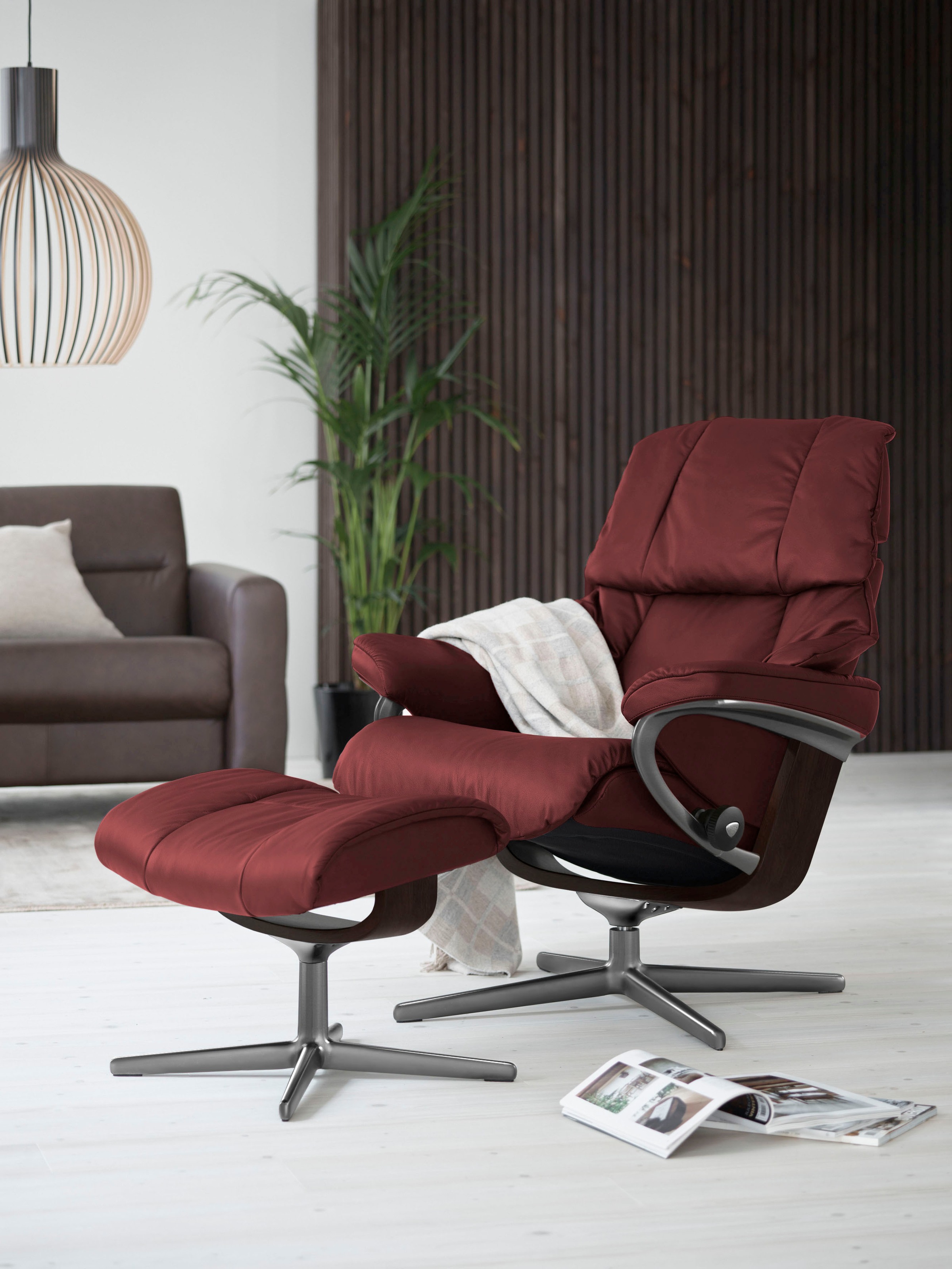 Stressless Fußhocker "Reno", mit Cross Base, Größe S, M & L, Holzakzent Braun