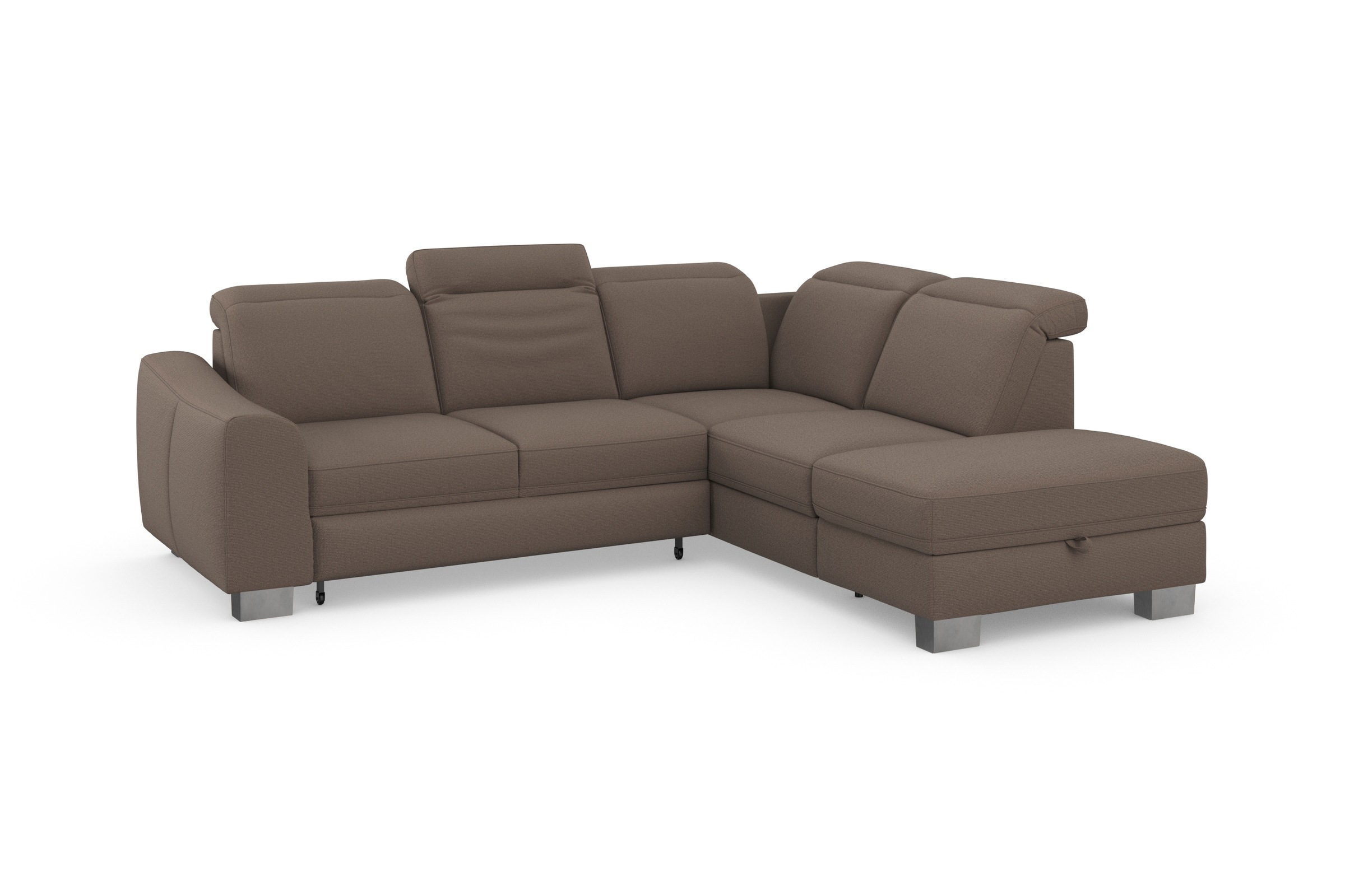 sit&more Ecksofa »Dundee L-Form«, mit Federkern und Edelstahlfüßen, wahlweise mit Kopfteilverstellung
