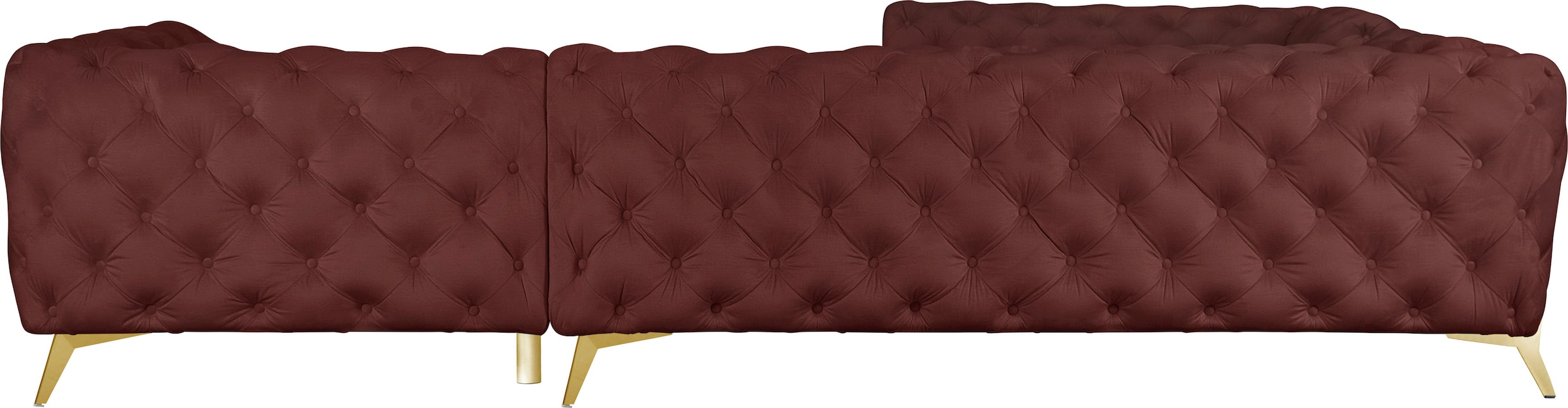 Leonique Chesterfield-Sofa »Amaury L-Form«, großes Ecksofa, Chesterfield-Optik, Breite 323 cm, Fußfarbe wählbar