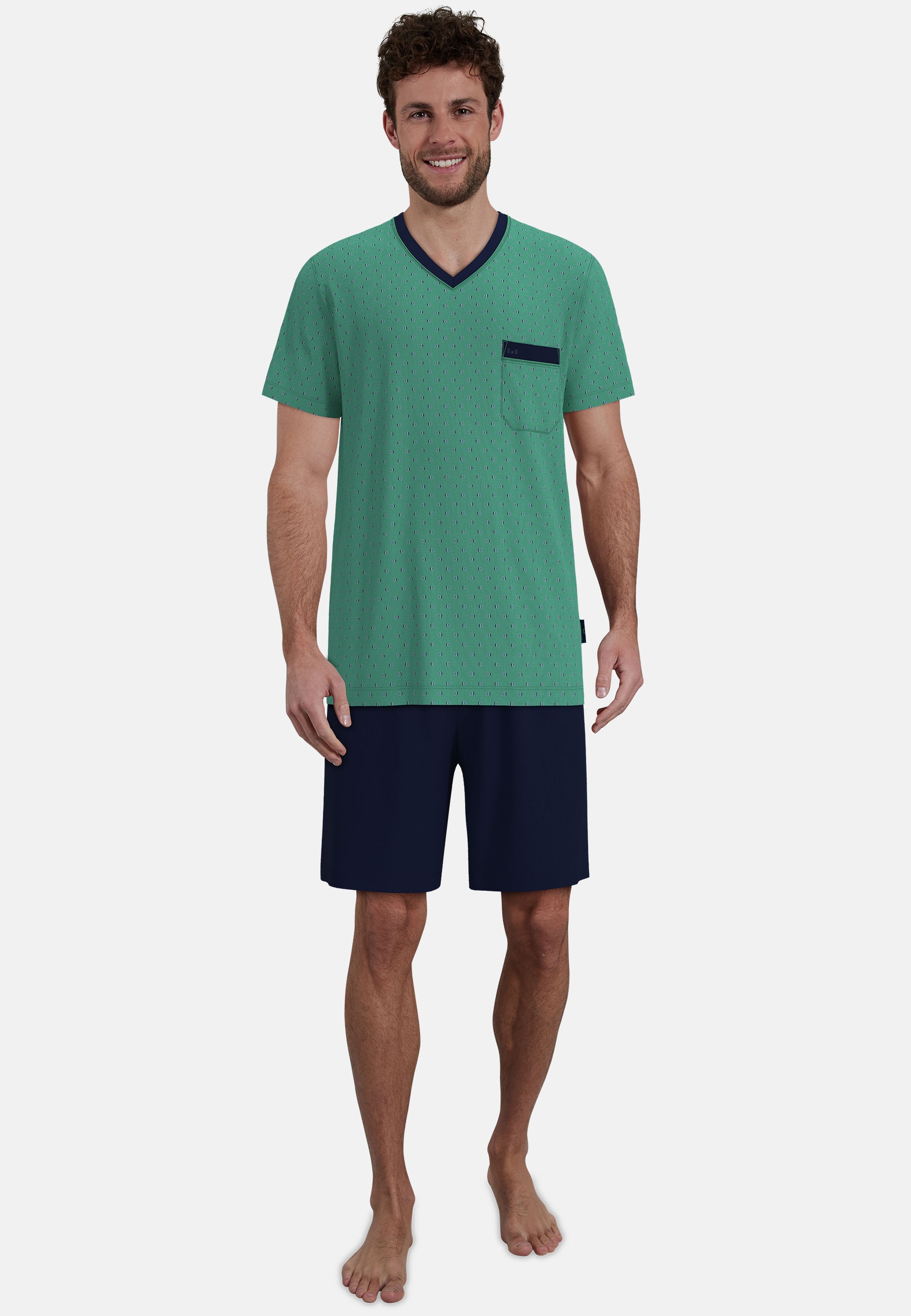 GÖTZBURG Shorty "Edingburgh" gemustert, kurz, V-Ausschnitt, mit Brusttasche günstig online kaufen