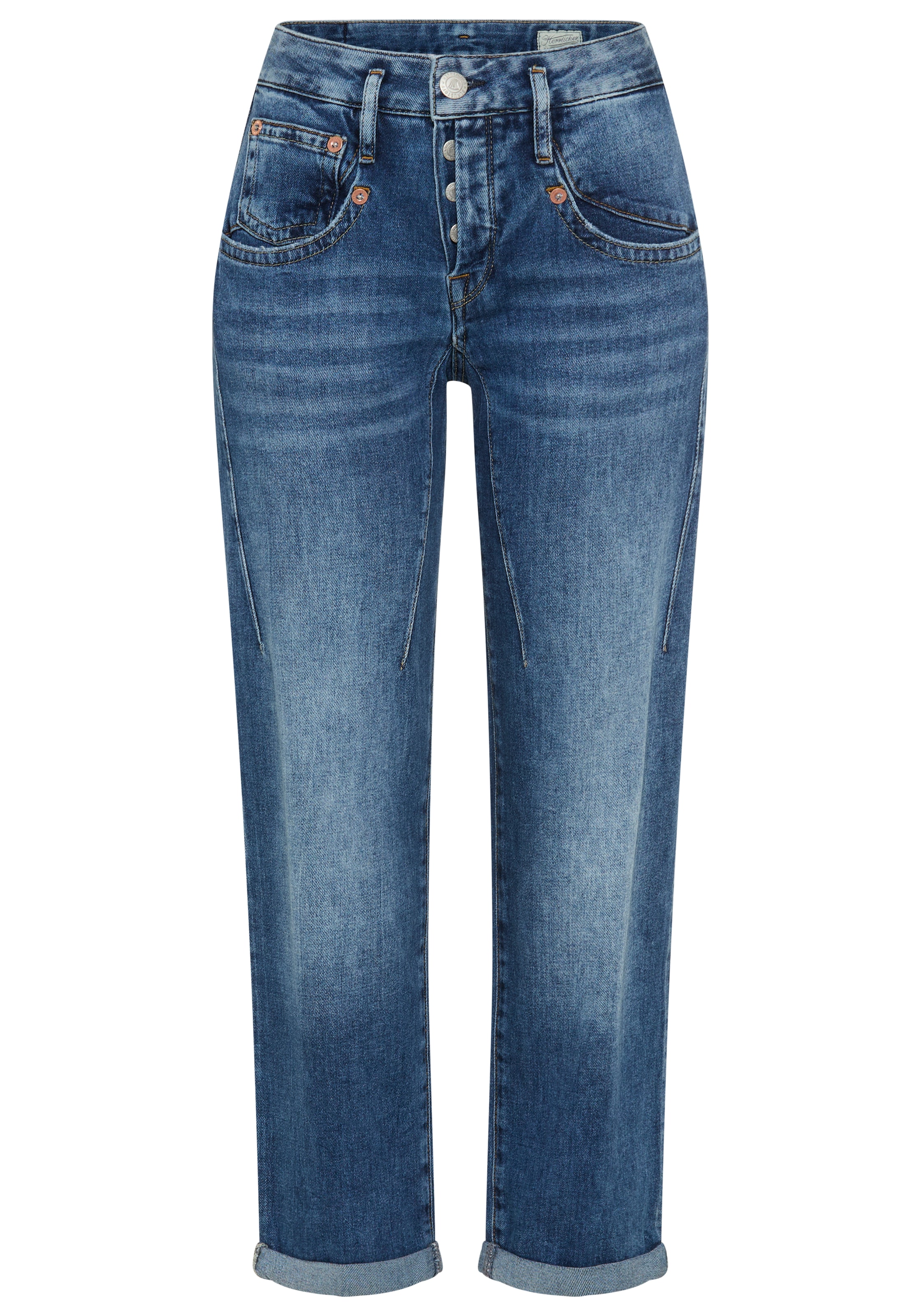 Herrlicher Boyfriend-Jeans »Shyra Tap Denim Stretch« mit halb verdeckter Knopfleiste, High Waist