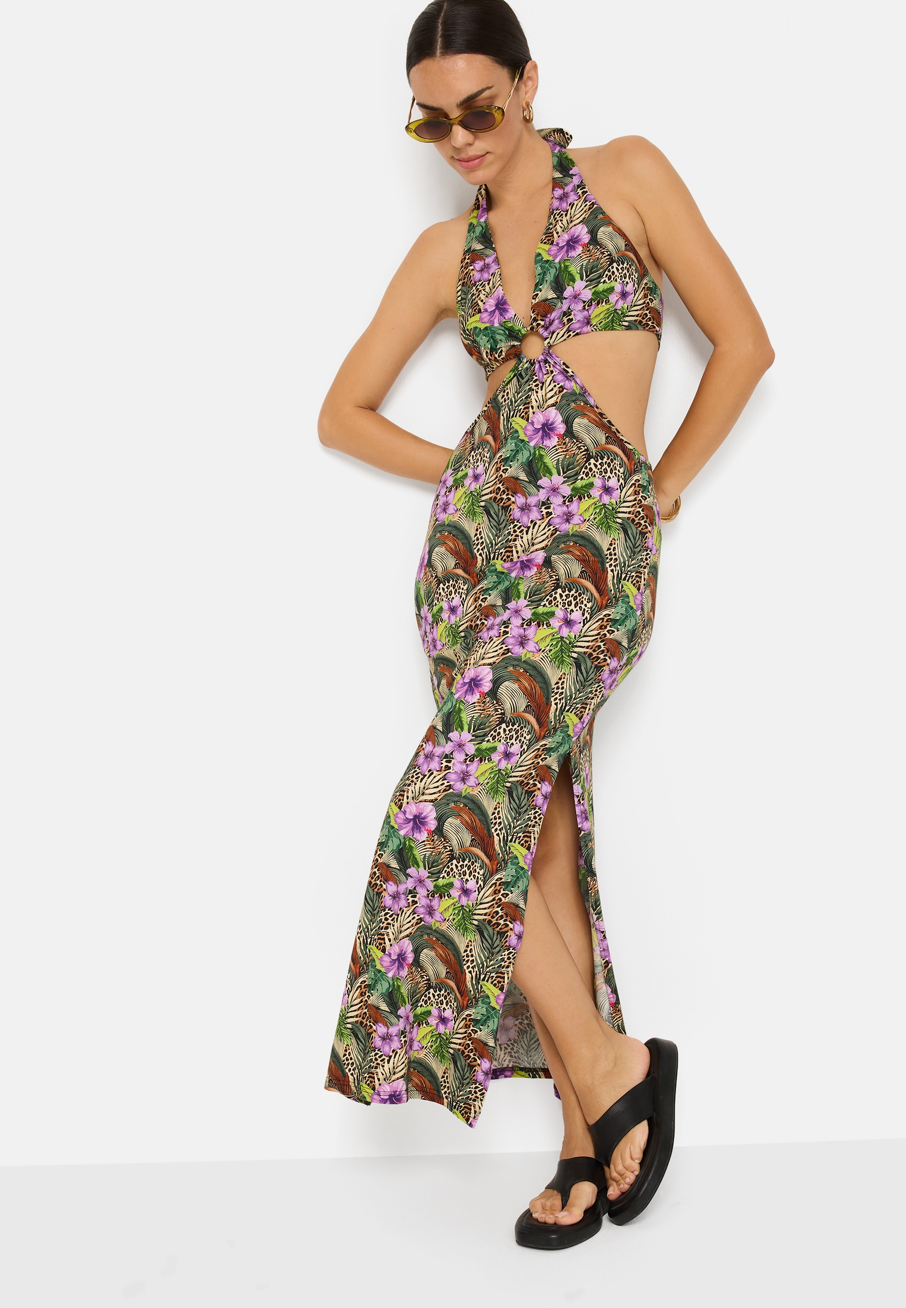 LSCN by LASCANA Maxikleid mit Cut-outs, Neckholderkleid mit Alloverdruck
