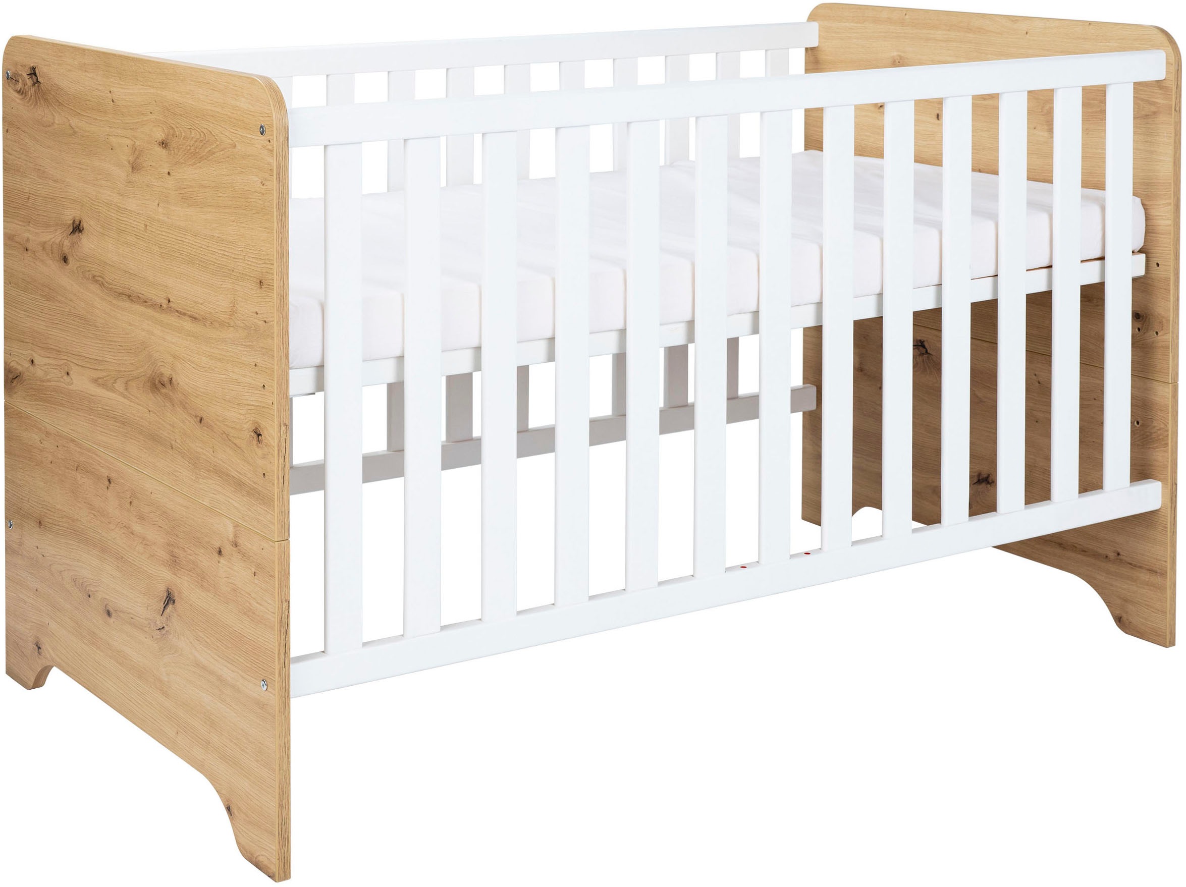 Babymöbel-Set ARTHUR BERNDT "Babyzimmer Set »Marlon« 2-teilig", weiß (natur), ohne Matratze, B/H: 70cm x 140cm, Hartfaserplatte, Holzwerkstoff, MDF, Massivholz, Schlafzimmermöbel-Sets 3
