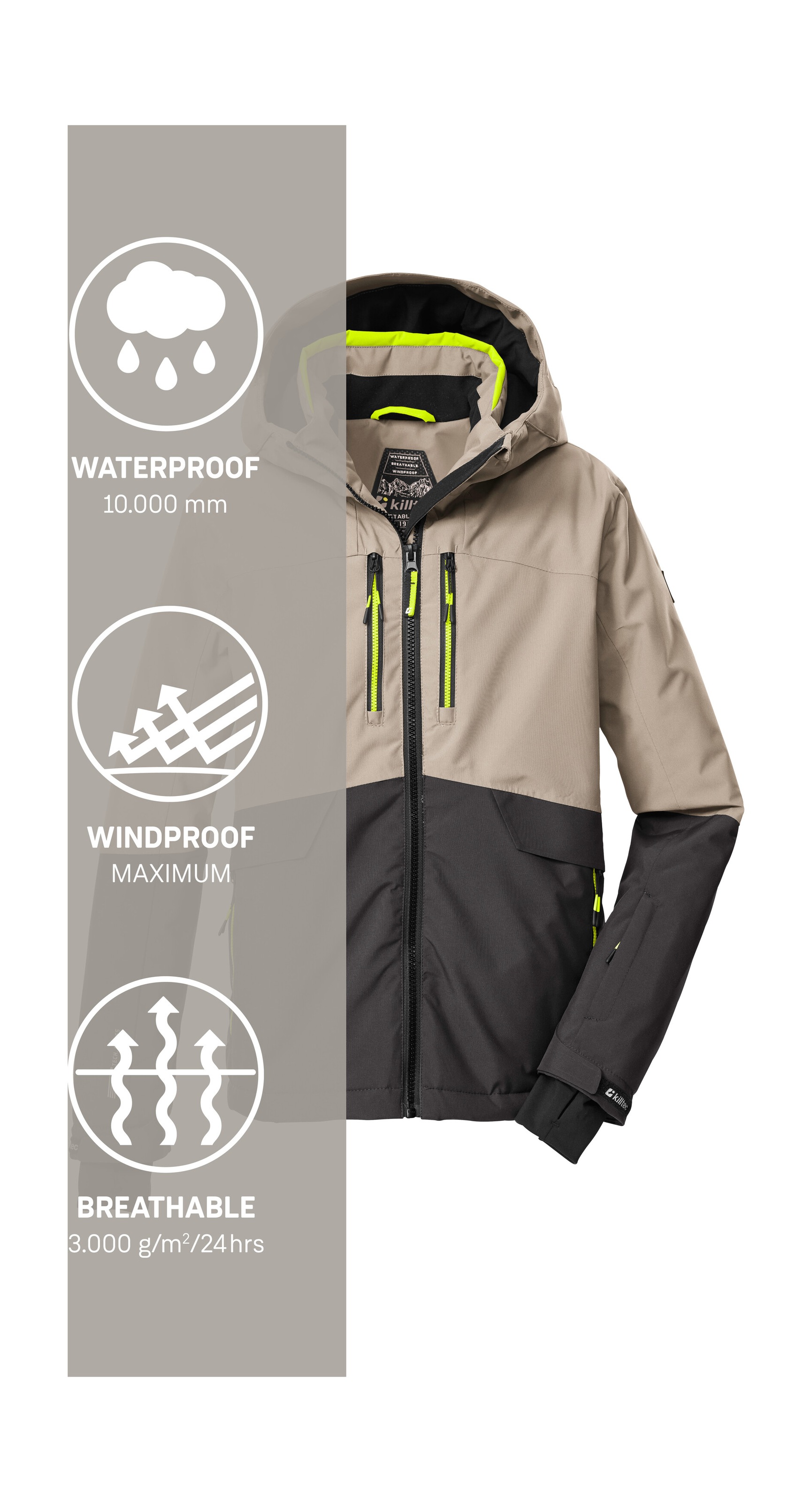 Killtec Skijacke »KSW 201 BYS SKI JCKT«, Stylische, wasser- und winddichte Skijacke mit reflektierenden Details