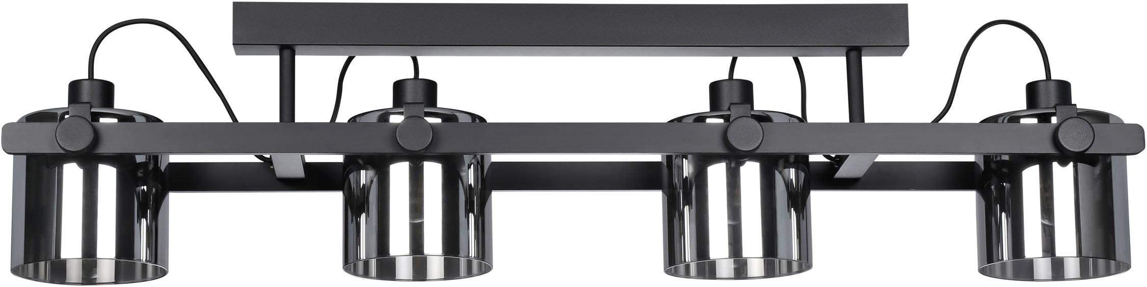 EGLO LED Deckenleuchte »HORNWOOD 2 Deckenlampe - Stahl, Holz - E27 - 4X40W - IP20« E27 1 Stk. Wohzimmerlampe, Esszimmerlampe, Flur, Schlafzimmer, L111xB22,5xH26,5cm