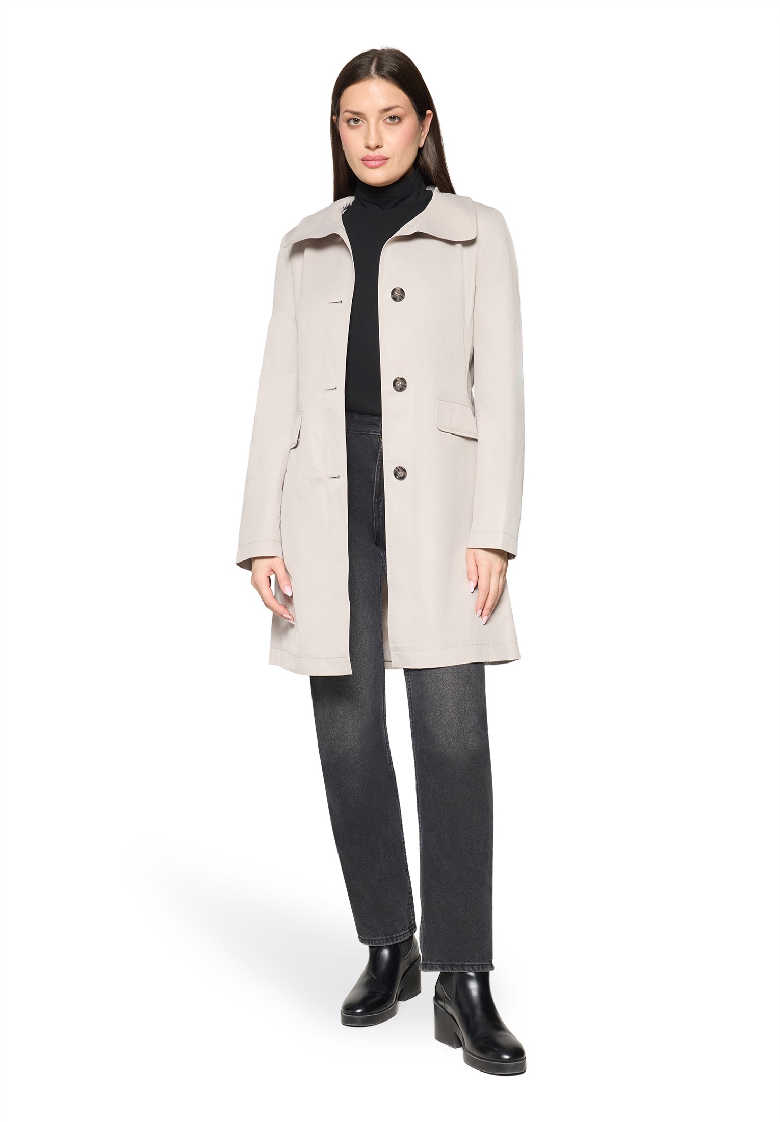 Sommerjacke GIL BRET "Damen mit Stehkragen", Damen, Gr. 46, hellgrau, Web, Obermaterial: 58% Baumwolle, 42% Polyester; Futter: 100% Polyester, tailliert, Jacken 6