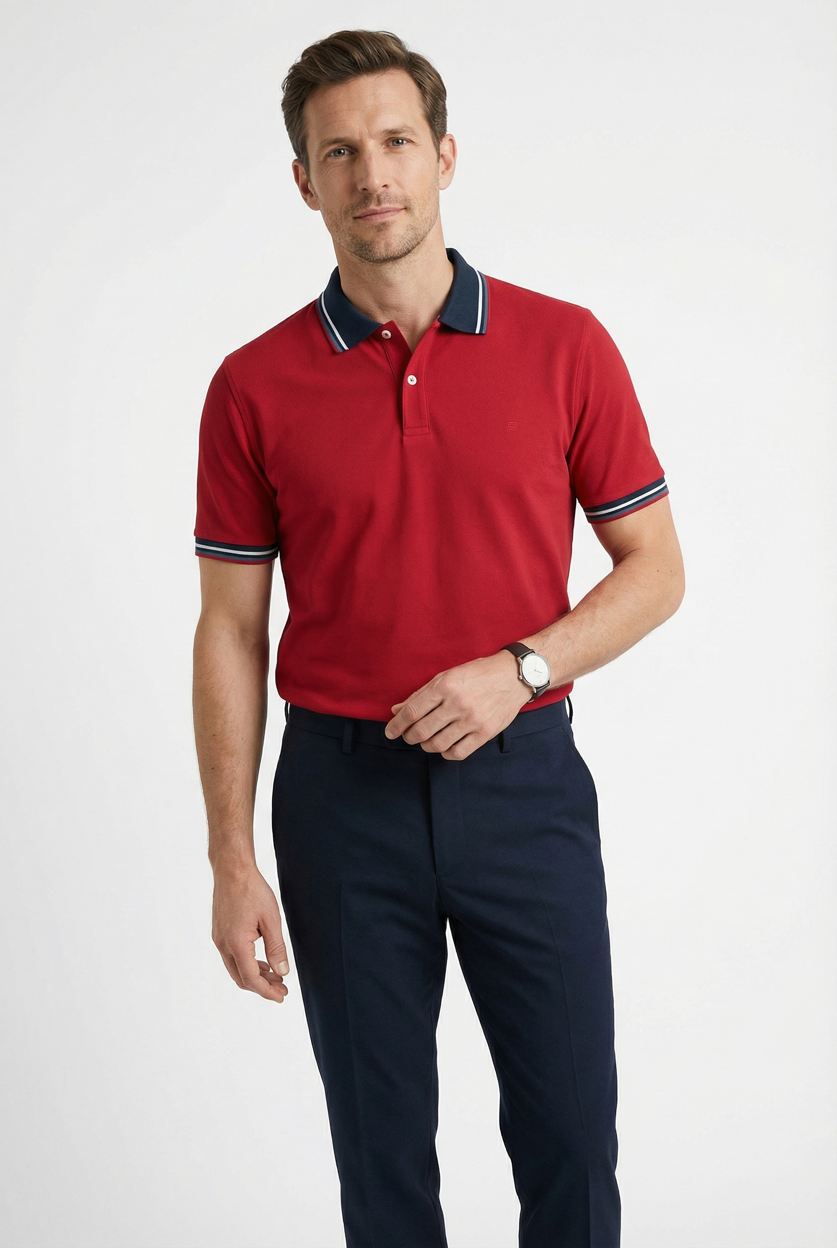 OLYMP Poloshirt »Casual« farbliche Kontrast-Details