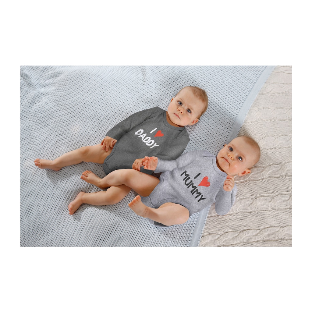 Klitzeklein Langarmbody »Mummy & Daddy«, (Packung, 2 tlg.), aus Bio-Baumwolle