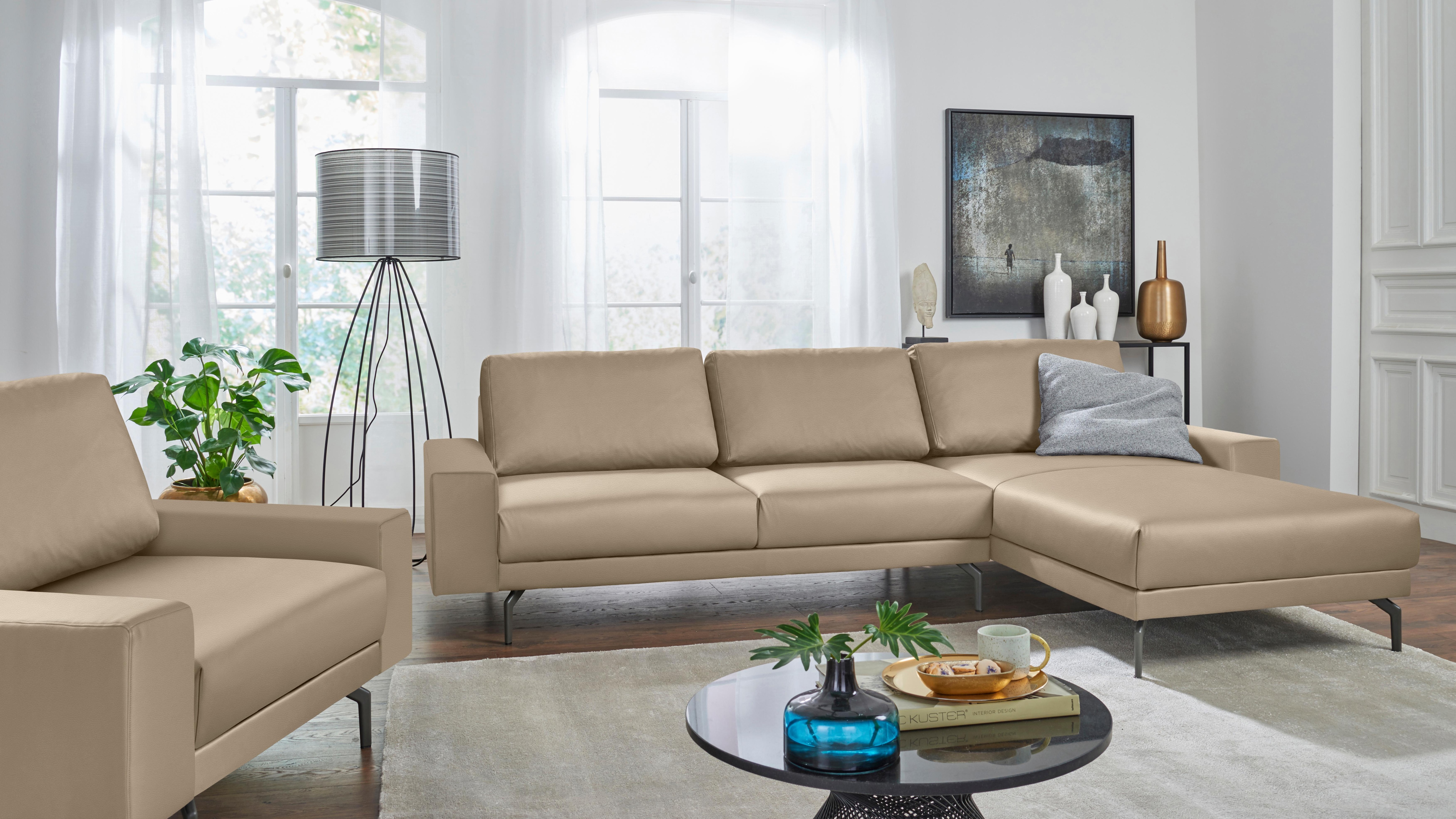Creation BY ROLF BENZ Ecksofa "CR.450, Designecksofa, Polsterecke, Breite 294cm, L-Form" Armlehne breit und niedrig, Alugussfüße in umbragrau, Breite 294 cm