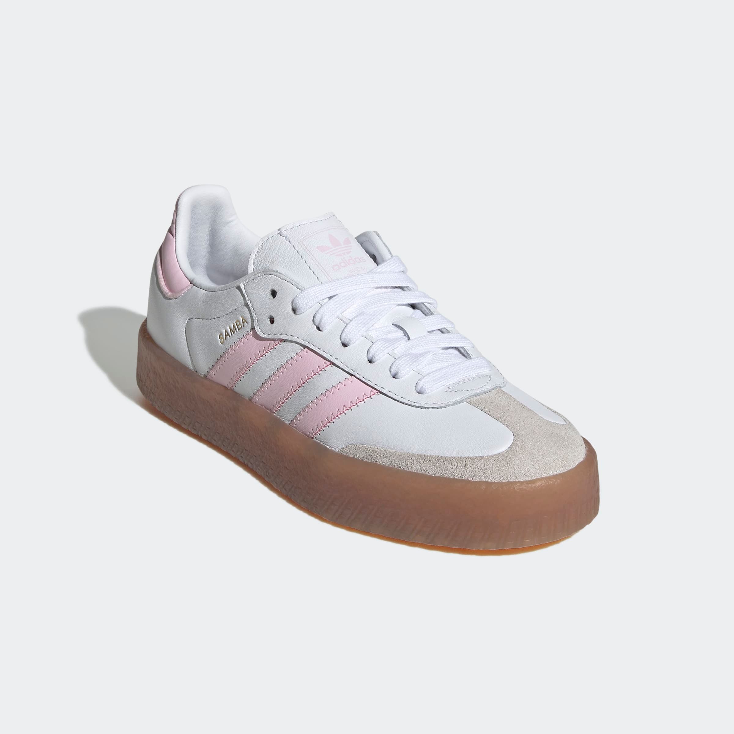 Mädchen Sneaker "SAMBAE KIDS", ADIDAS ORIGINALS, Gr. 38cloud weiß, clear pink, gold metallic, Baumwolle, Synthetik, Schuhe, für Jugendliche