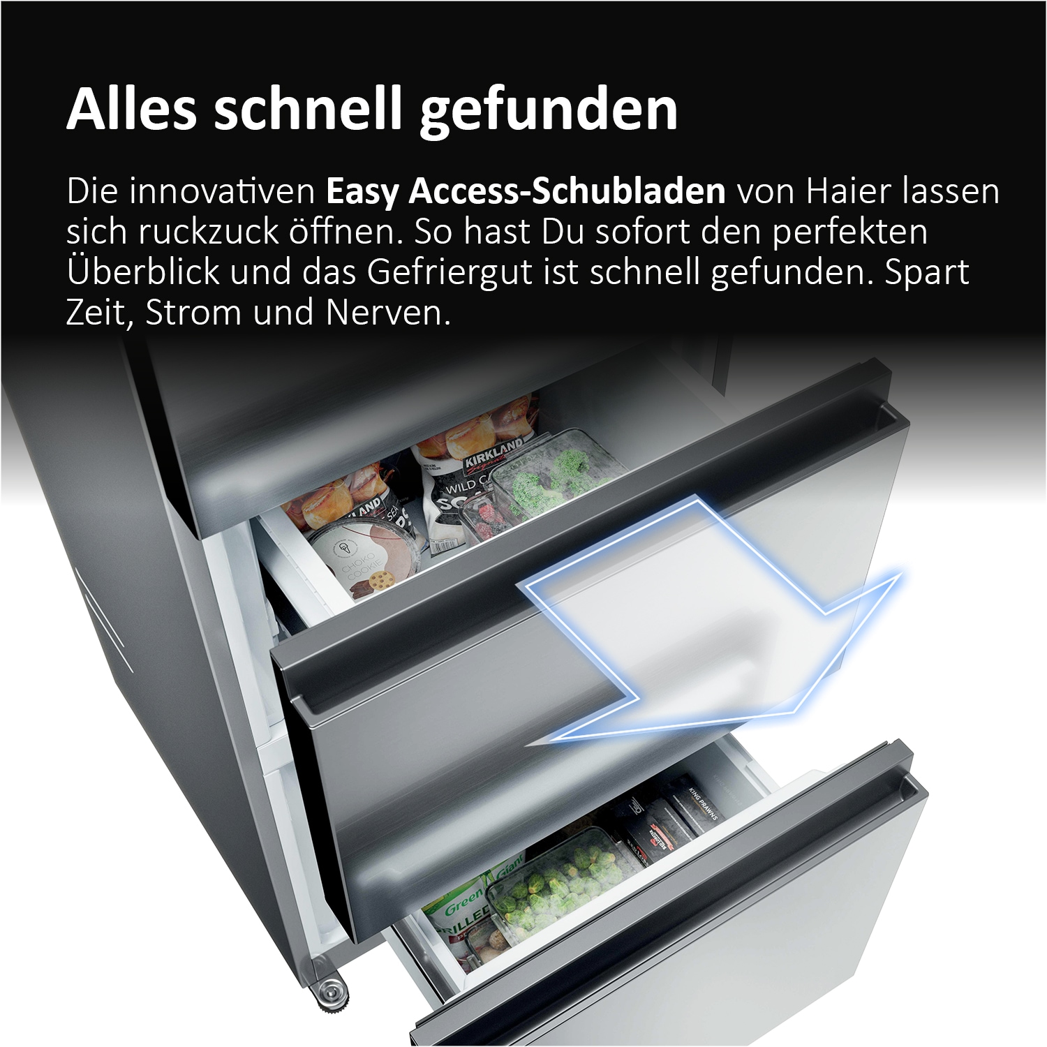 Haier Kühl-/Gefrierkombination »HTR3620CNMG« 205 cm hoch 59,5 cm breit Easy Access-Gefrierschubladen: Alles schnell gefunden