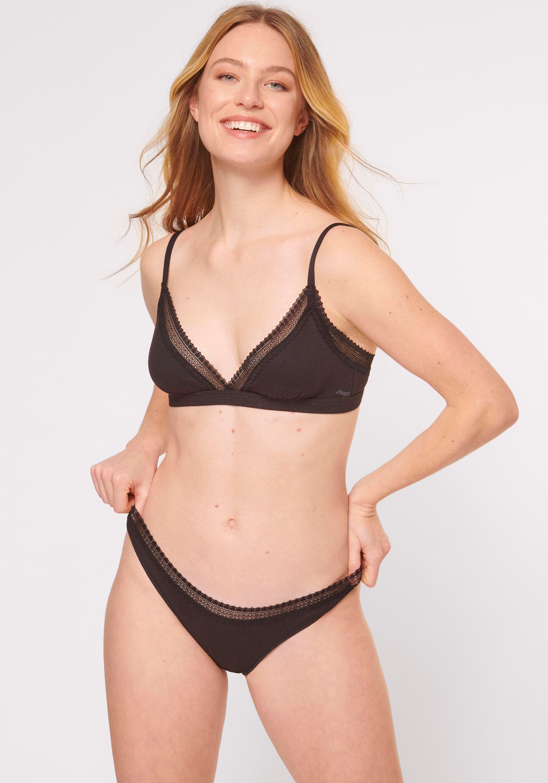 sloggi Slip »GO Ribbed R Brazil C2P«, (2er Pack), weiche Rippware mit Spitzenbesatz