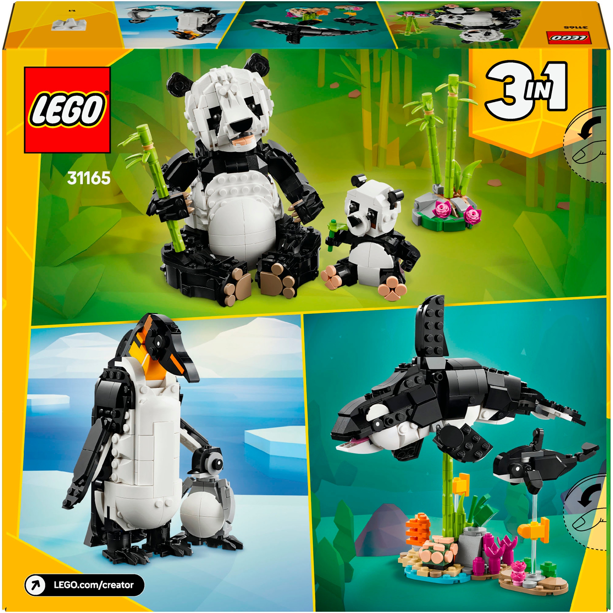 LEGO® Konstruktionsspielsteine »Wilde Tiere: Pandafamilie (31165), LEGO Creator«, (626 St.), Made in Europe