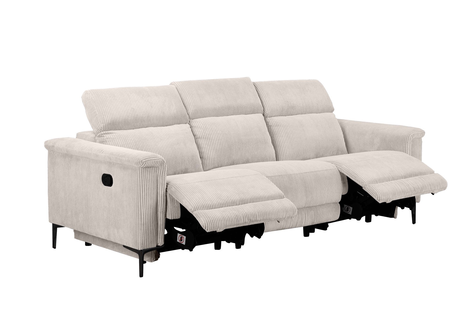 Places of Style 3-Sitzer »Lund Cord, mit manueller o. elektrischer Relaxfunktion in 2 Sitzen,«, USB-A, Kopfteilverstellung, Breite 222 cm