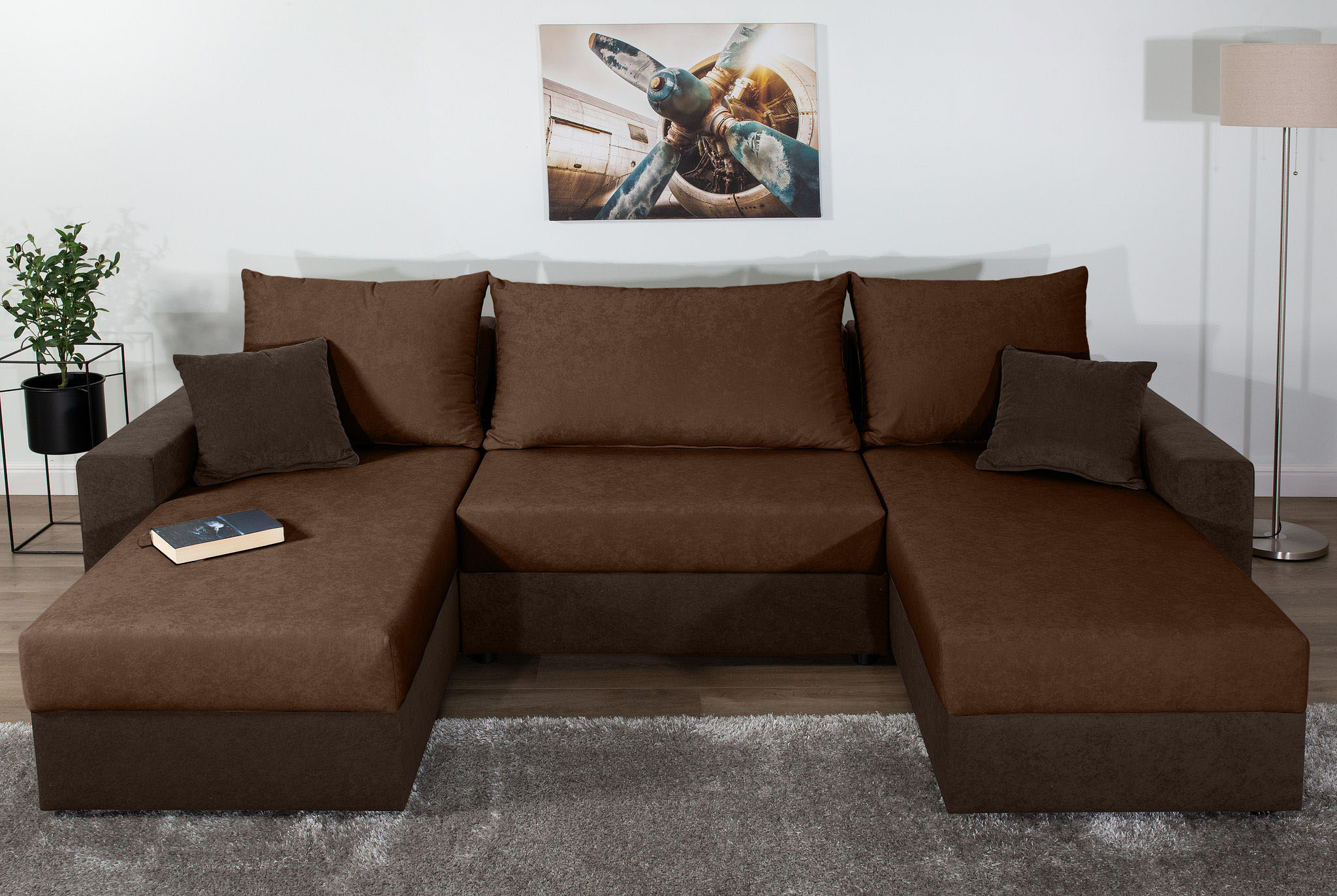 COLLECTION AB Wohnlandschaft "Pico U-Form, B: 252 cm" Schlaffunktion, Bettkasten & 2 Zierkissen