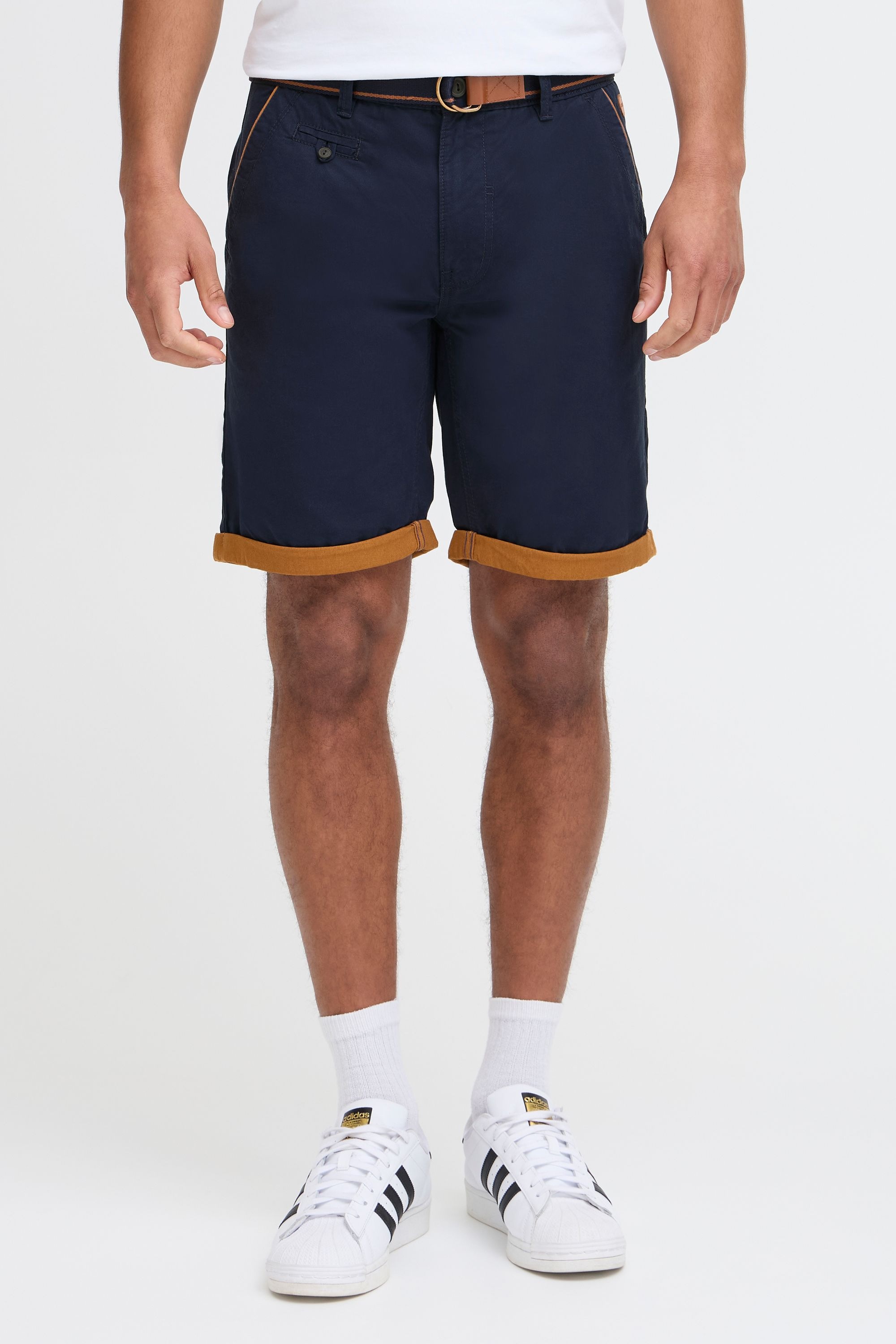 Chinoshorts BLEND "BHNeji", Herren, Gr. XXL, US-Größen, navy, Web, 100% Baumwolle, unifarben, regular fit kurz, Hosen Chinoshorts, Chino Shorts mit umgeschlagenen Hosenbeinen in Kontrastfarbe 2