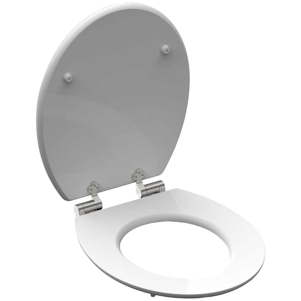 Marken Schütte Schütte WC-Sitz »Grey Steel«, High Gloss mit MDF Holzkern, hochglänzender Toilettendeckel mit Absenkautomatik, Kl