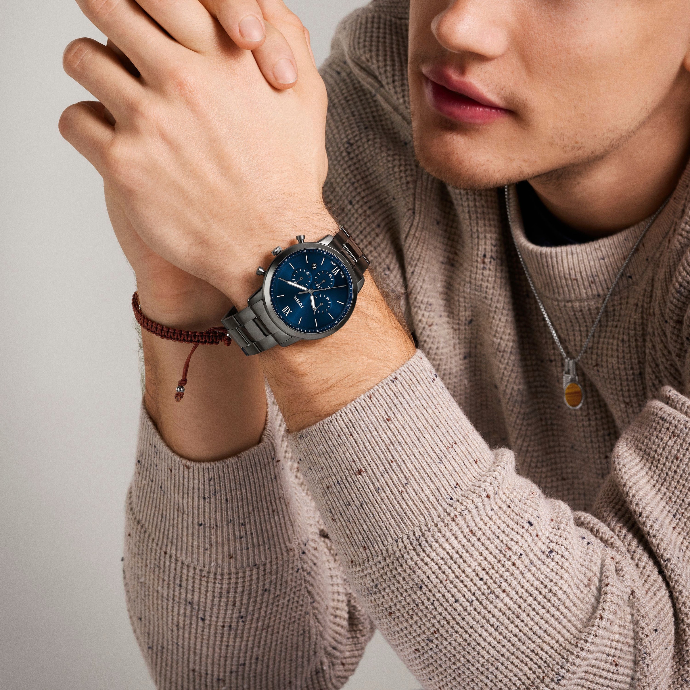 Fossil Chronograph »NEUTRA«, Quarzuhr, Armbanduhr, Herrenuhr, Edelstahlarmband, analog, Datum